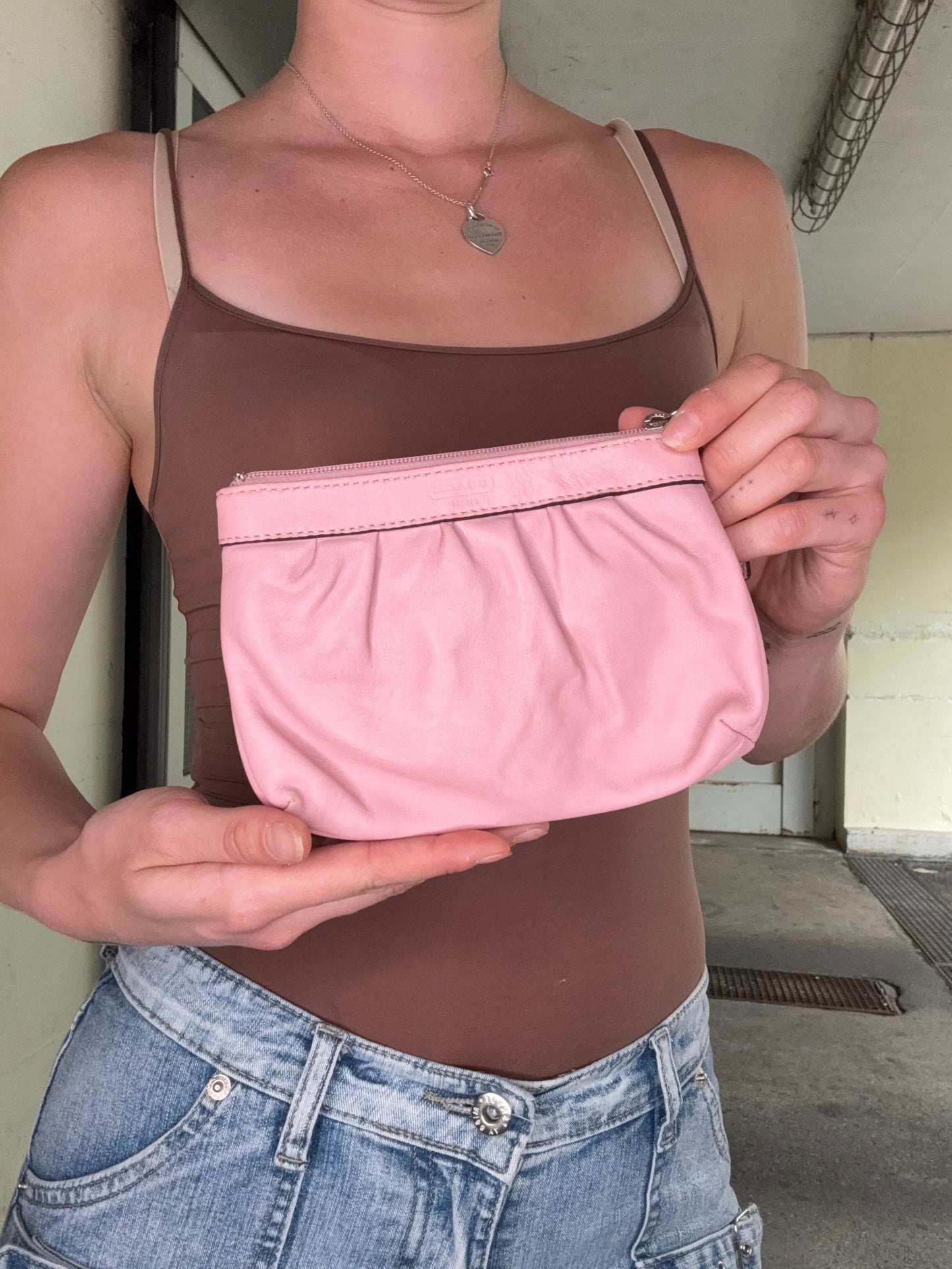 COACH VINTAGE PINK LEATHER COIN POUCH