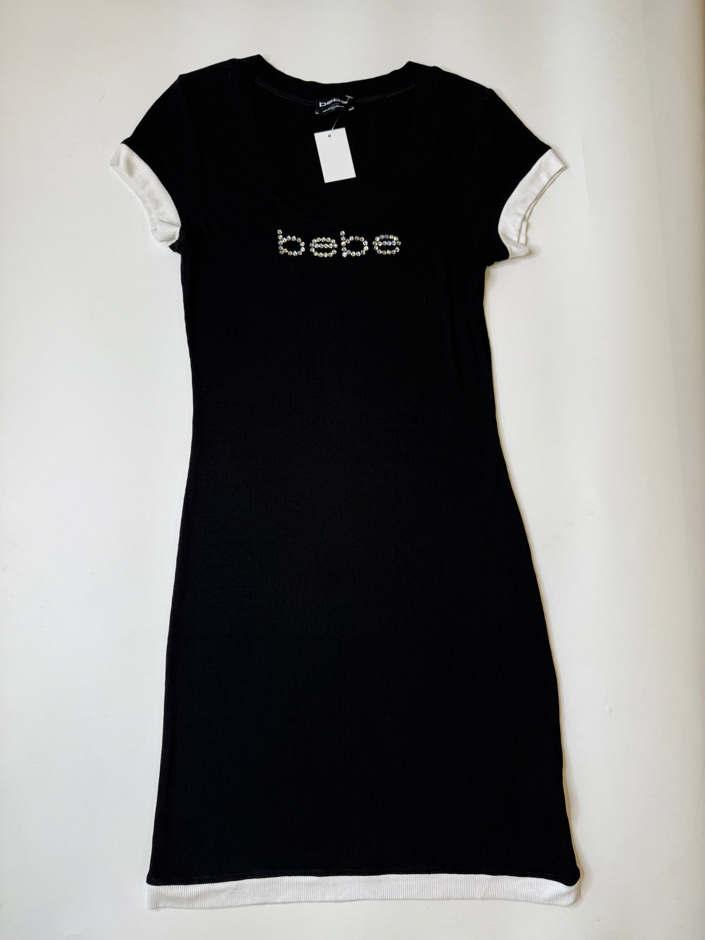 VINTAGE BEBE DRESS BLACK/WHITE (L)