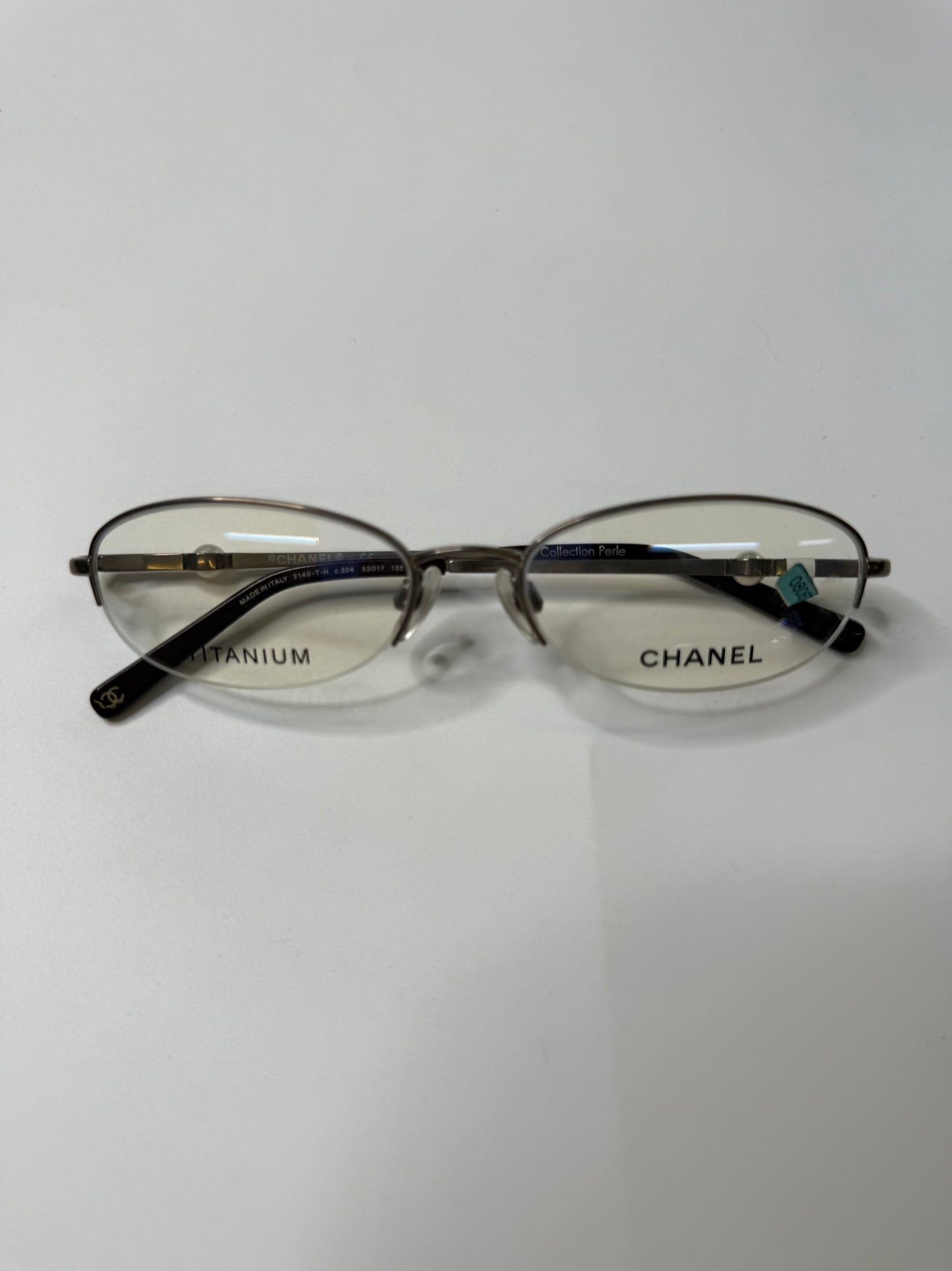 CHANEL VINTAGE TITANIUM PEARL RIMLESS OPTICAL FRAMES