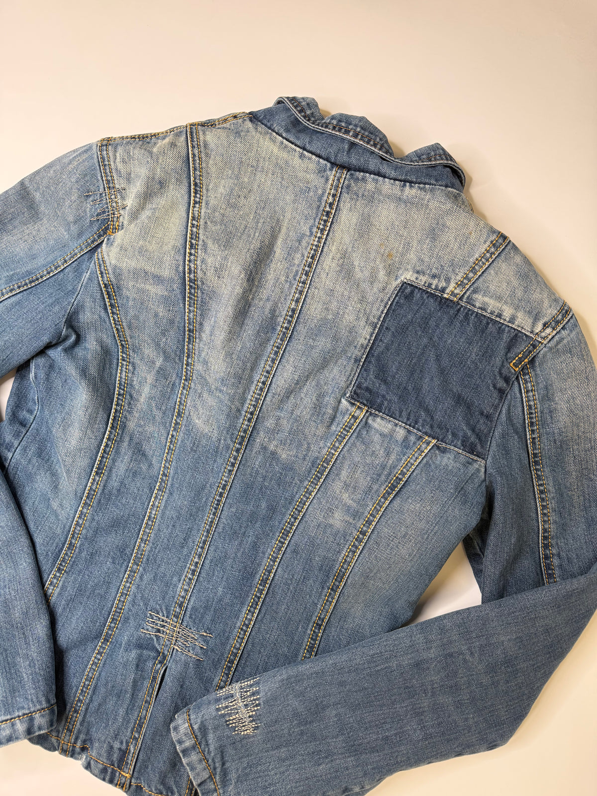 FREE SOUL DENIM BLAZER – BLUE LEOPARD LINING (S)