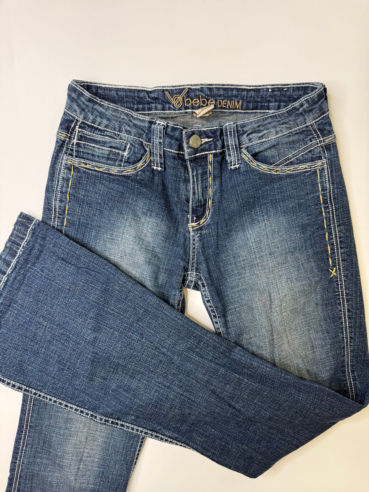VINTAGE BEBE DENIM FLARED JEANS DARK BLUE (40)