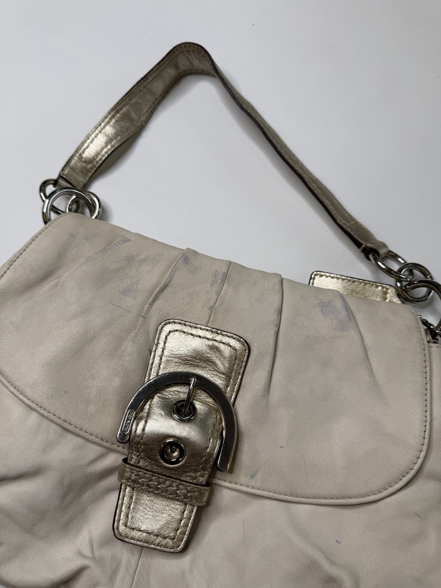 COACH LEATHER SHOULDER BAG (CREAM)