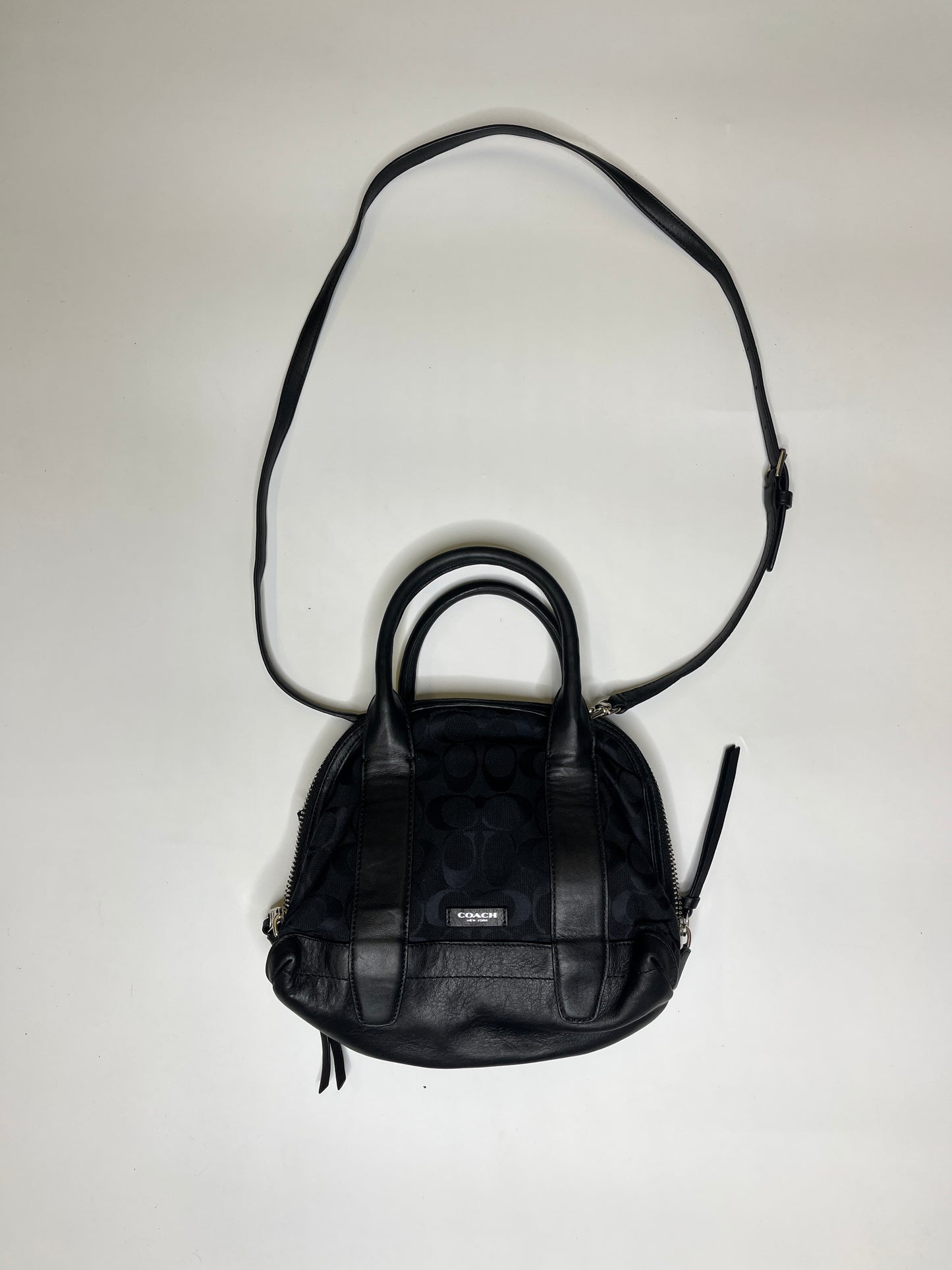 BLACK LEATHER COACH MONOGRAM PURSE