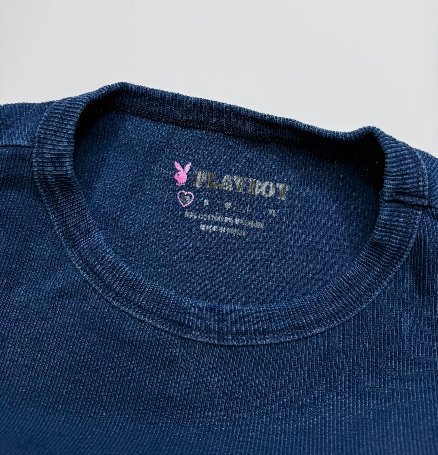 PLAYBOY RIBBED TANK TOP – NAVY (XS)
