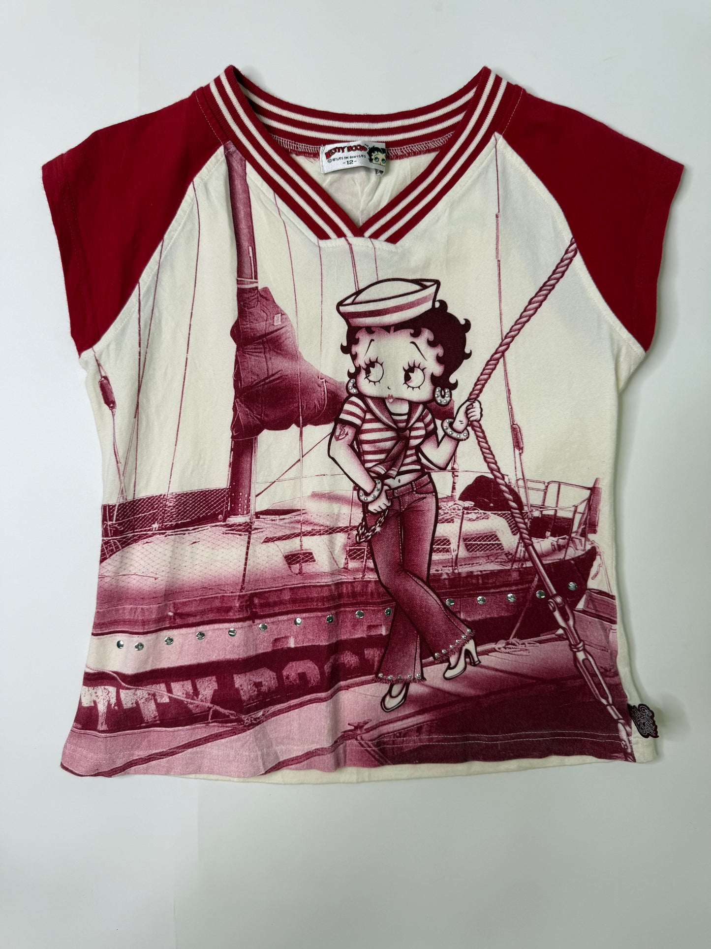 BETTY BOOP VINTAGE SAILOR RHINESTONE TEE (12, S-M)