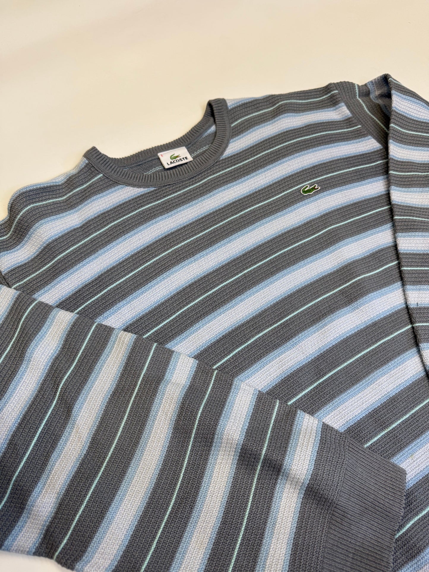 VINTAGE STRIPED LACOSTE SWEATER (-L/XL)