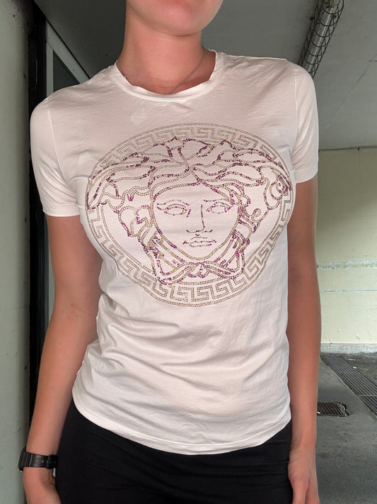VERSACE VINTAGE MEDUSA RHINESTONE T-SHIRT
