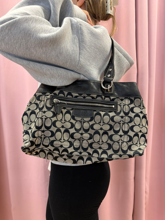 COACH BLACK LEATHER MONOGRAM PURSE