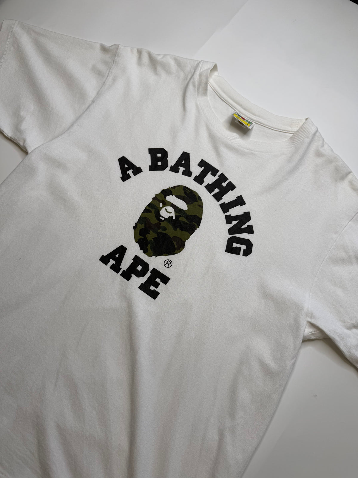 BAPE COLLEGE LOGO TEE – GREEN CAMO (L)