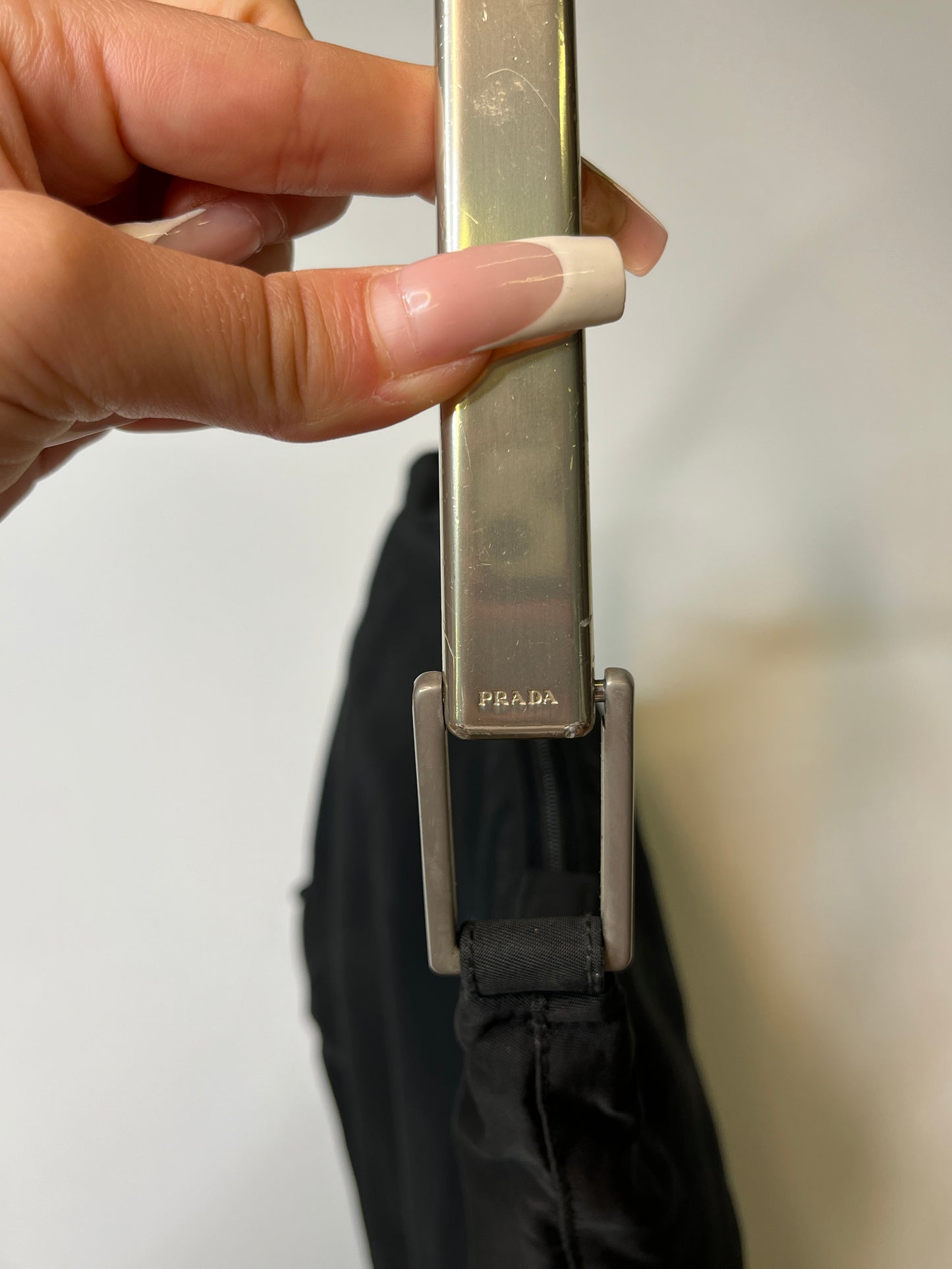 VINTAGE PRADA NYLON PURSE METAL HANDLE
