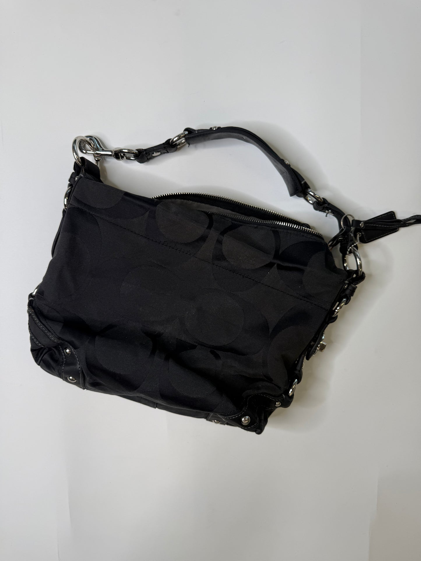 COACH VINTAGE BLACK TONAL SIGNATURE C HOBO BAG