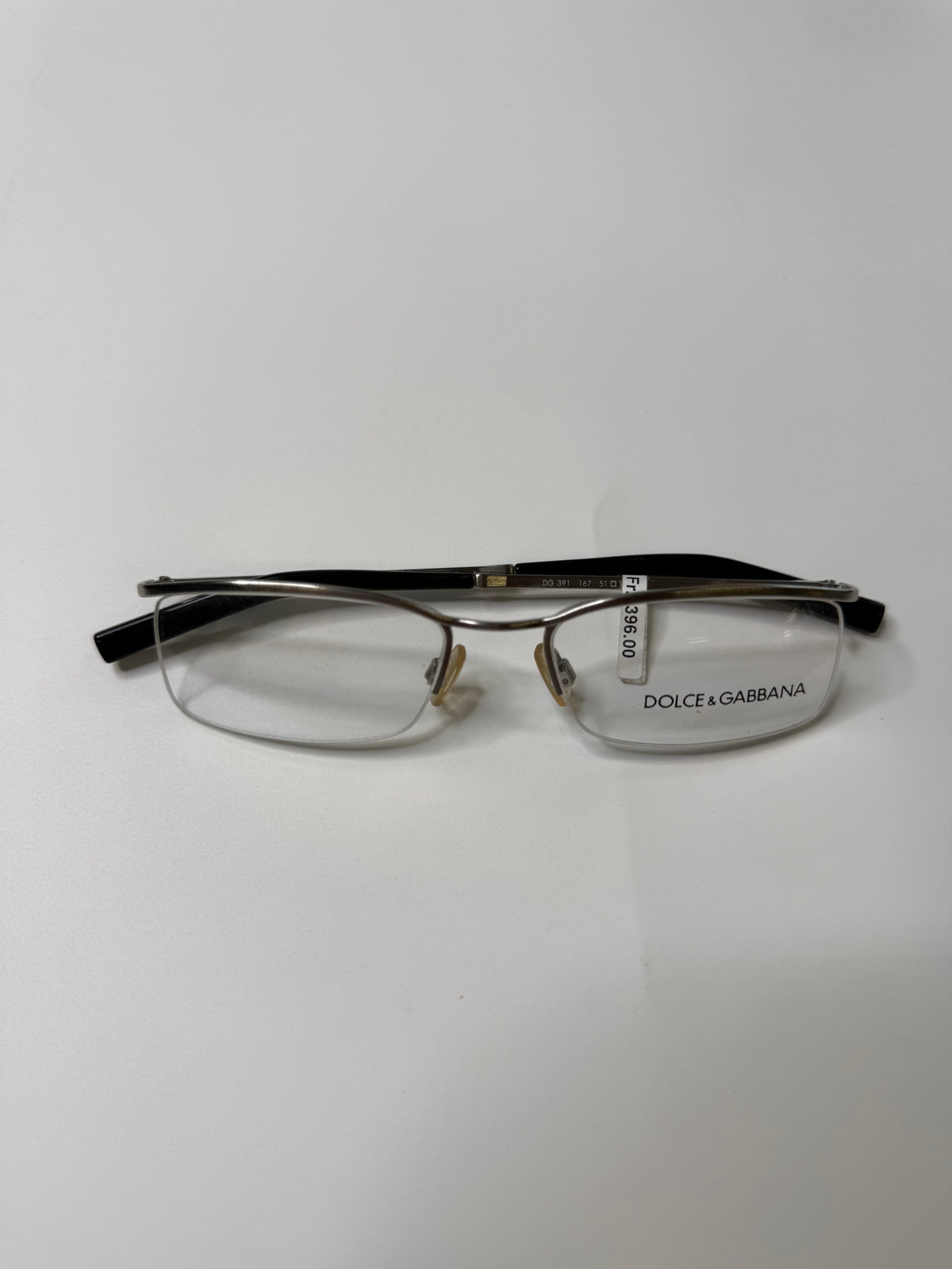 DOLCE & GABBANA VINTAGE SILVER SEMI-RIMLESS EYEGLASSES