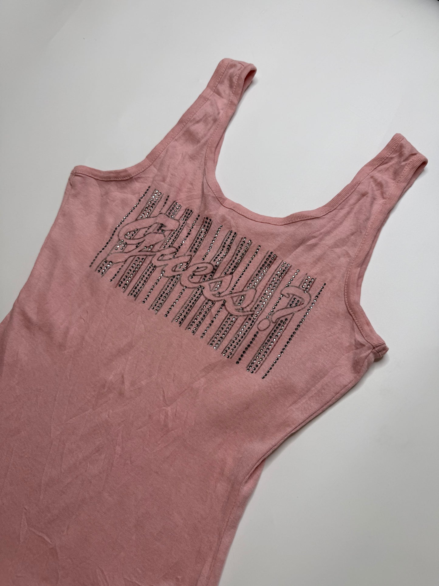 GUESS RHINESTONE TANK TOP – DUSTY PINK (M )