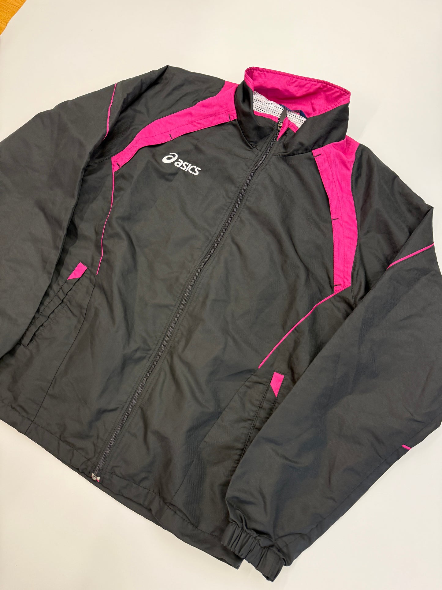 VINTAGE ASICS TRACK JACKET BLACK/PINK (M)