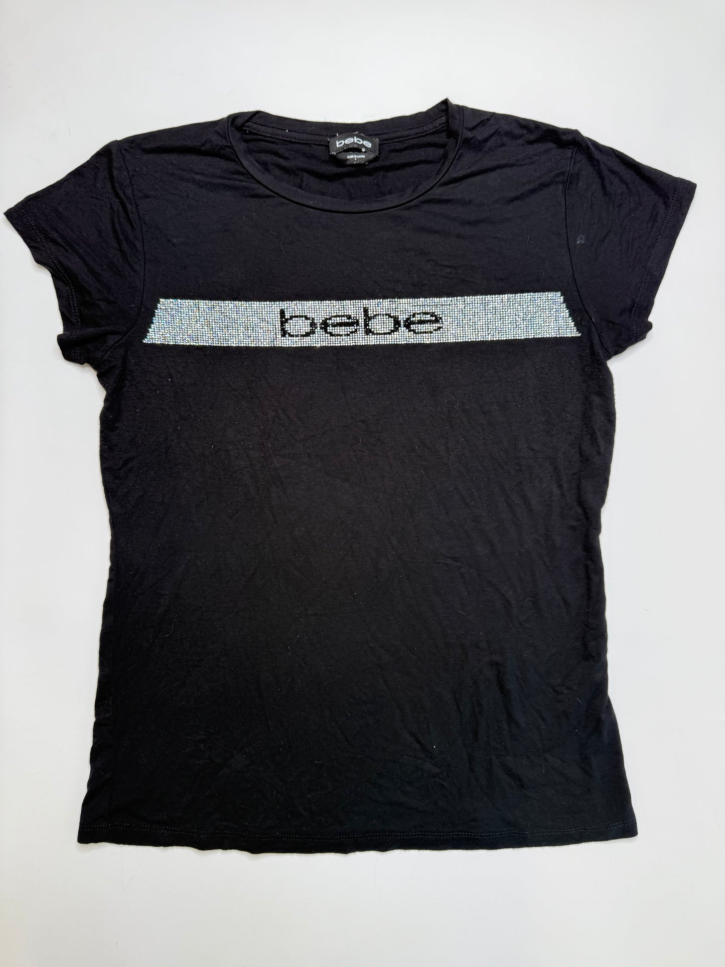 BEBE VINTAGE RHINESTONE LOGO T-SHIRT (L)