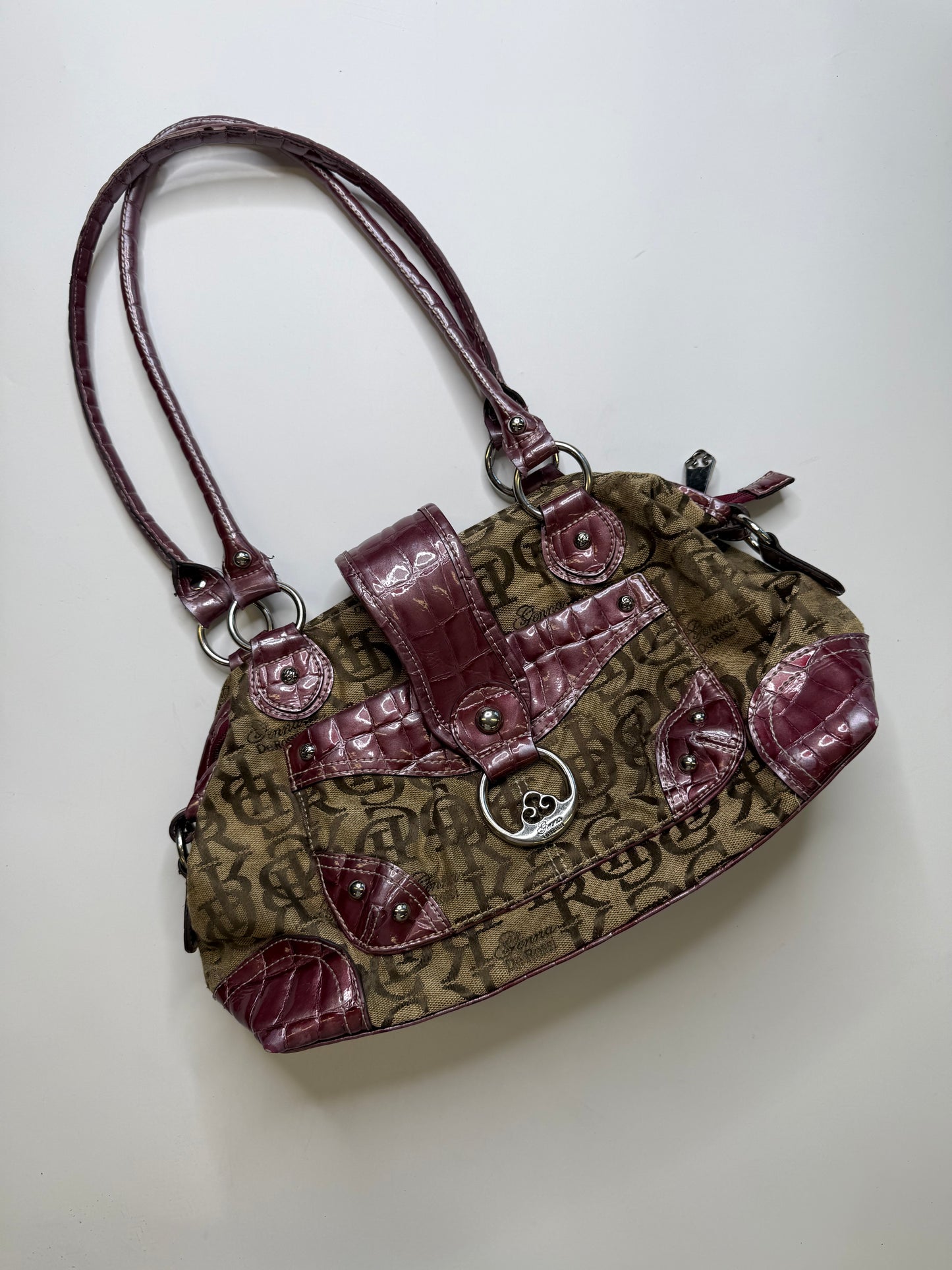 GENNA DE ROSSI MONOGRAM BAG – BROWN BURGUNDY