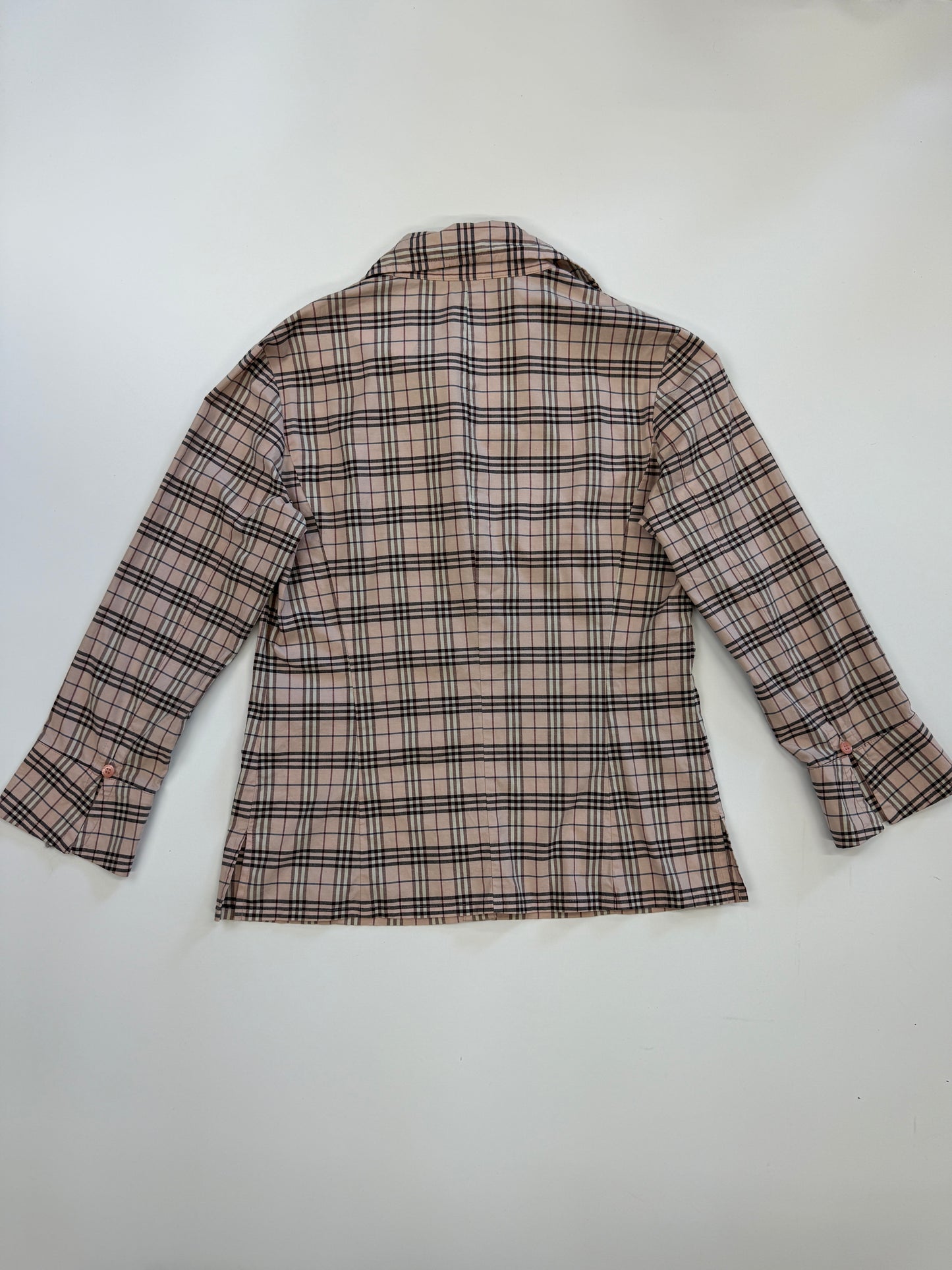 BURBERRY LIGHT PINK SIGNATURE CHECKERED SHIRT (S)