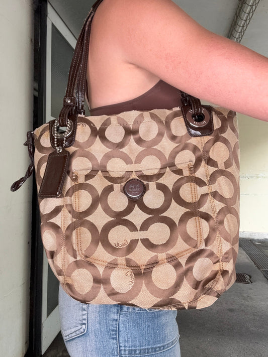 COACH VINTAGE OP ART SIGNATURE TOTE BAG