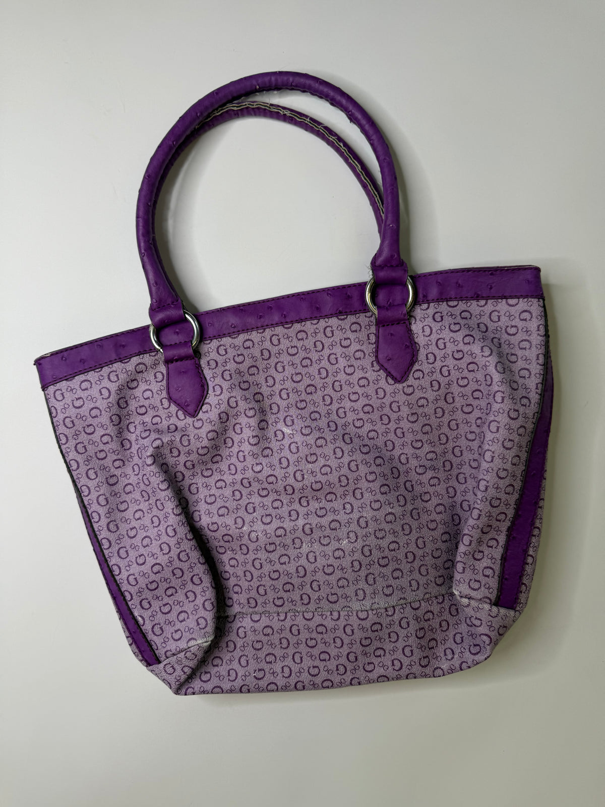 GUESS MONOGRAM CANVAS TOTE BAG (PURPLE)