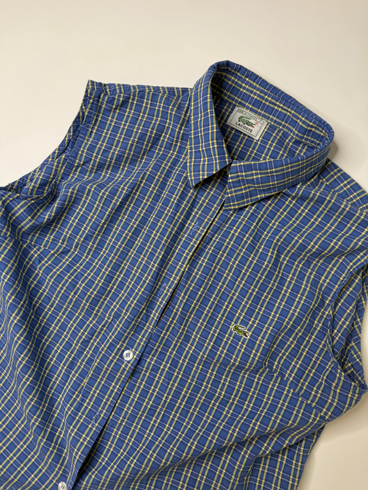 LACOSTE PLAID BUTTON-DOWN SHIRT BLUE (S/M)