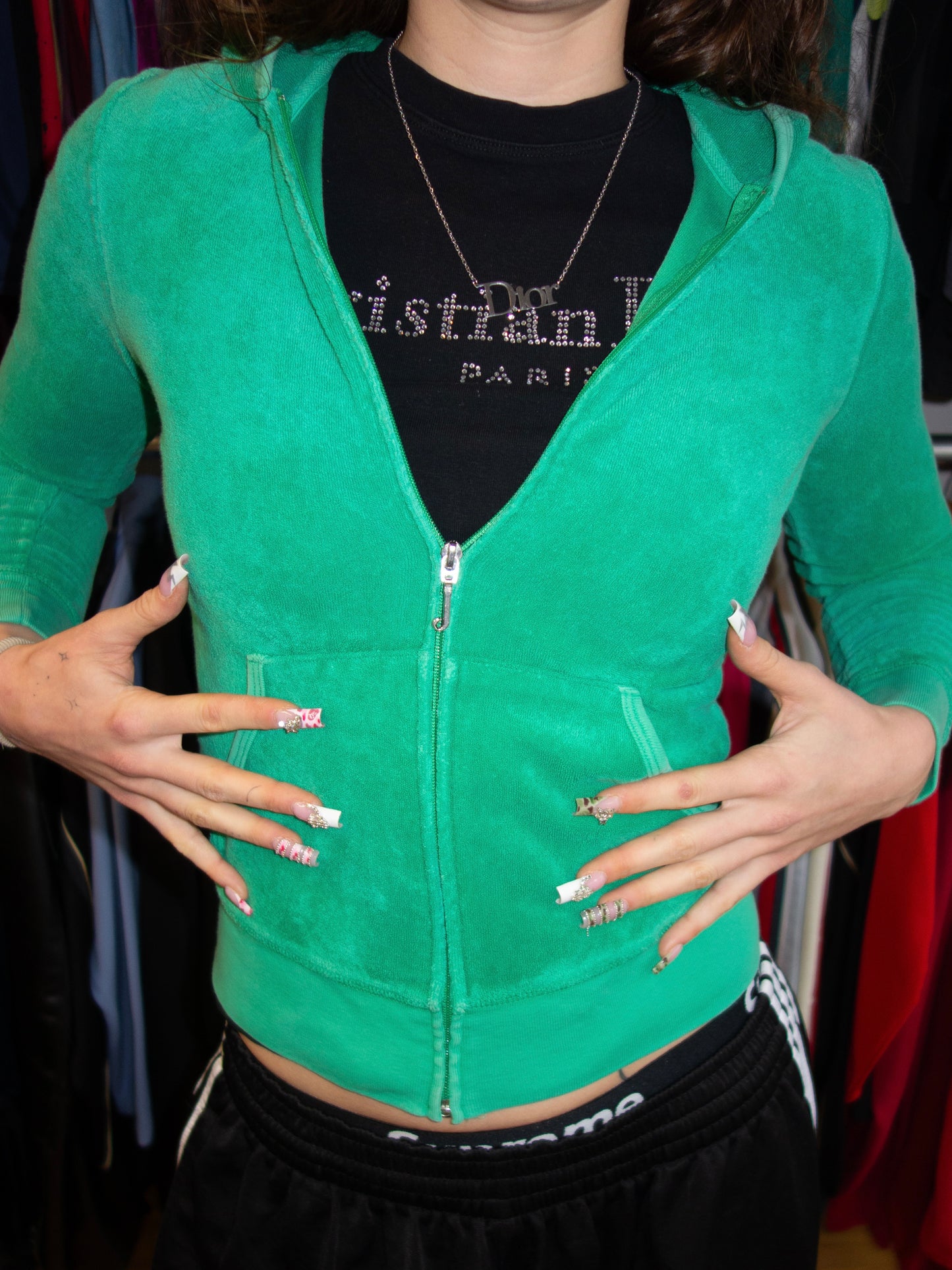 JUICY COUTURE ZIPPER GREEN 2000s (S)
