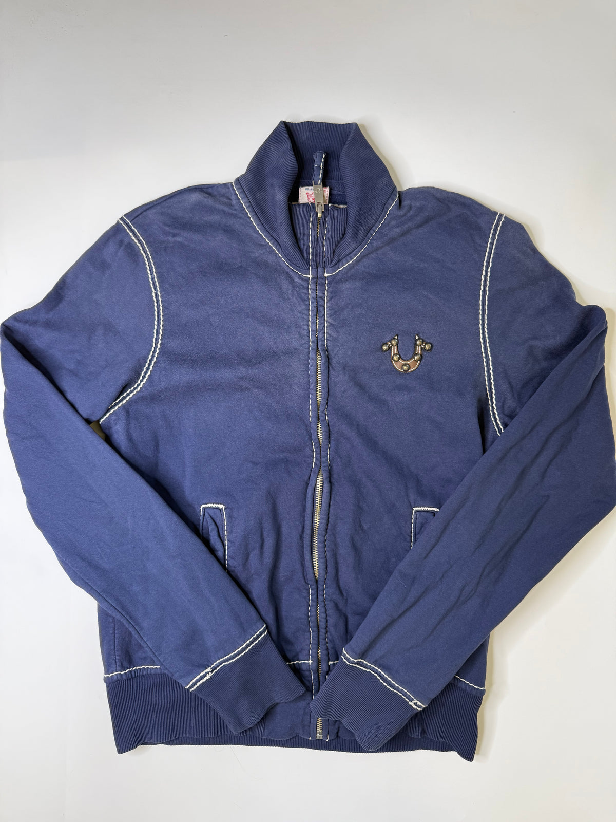 TRUE RELIGION HORSESHOE ZIP JACKET NAVY (L)