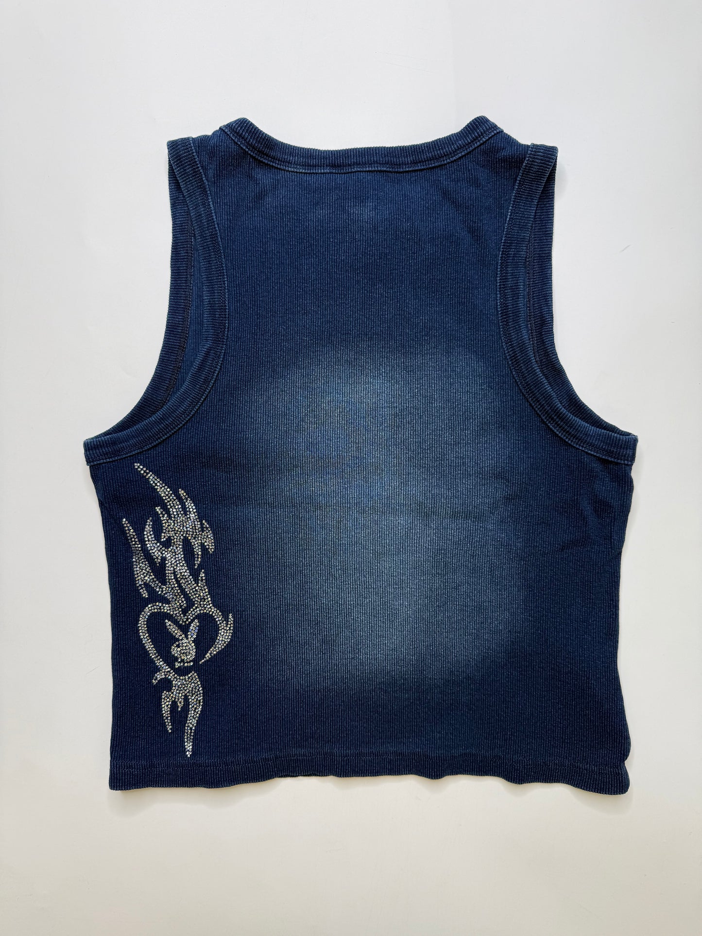 PLAYBOY RIBBED TANK TOP – NAVY (XS)