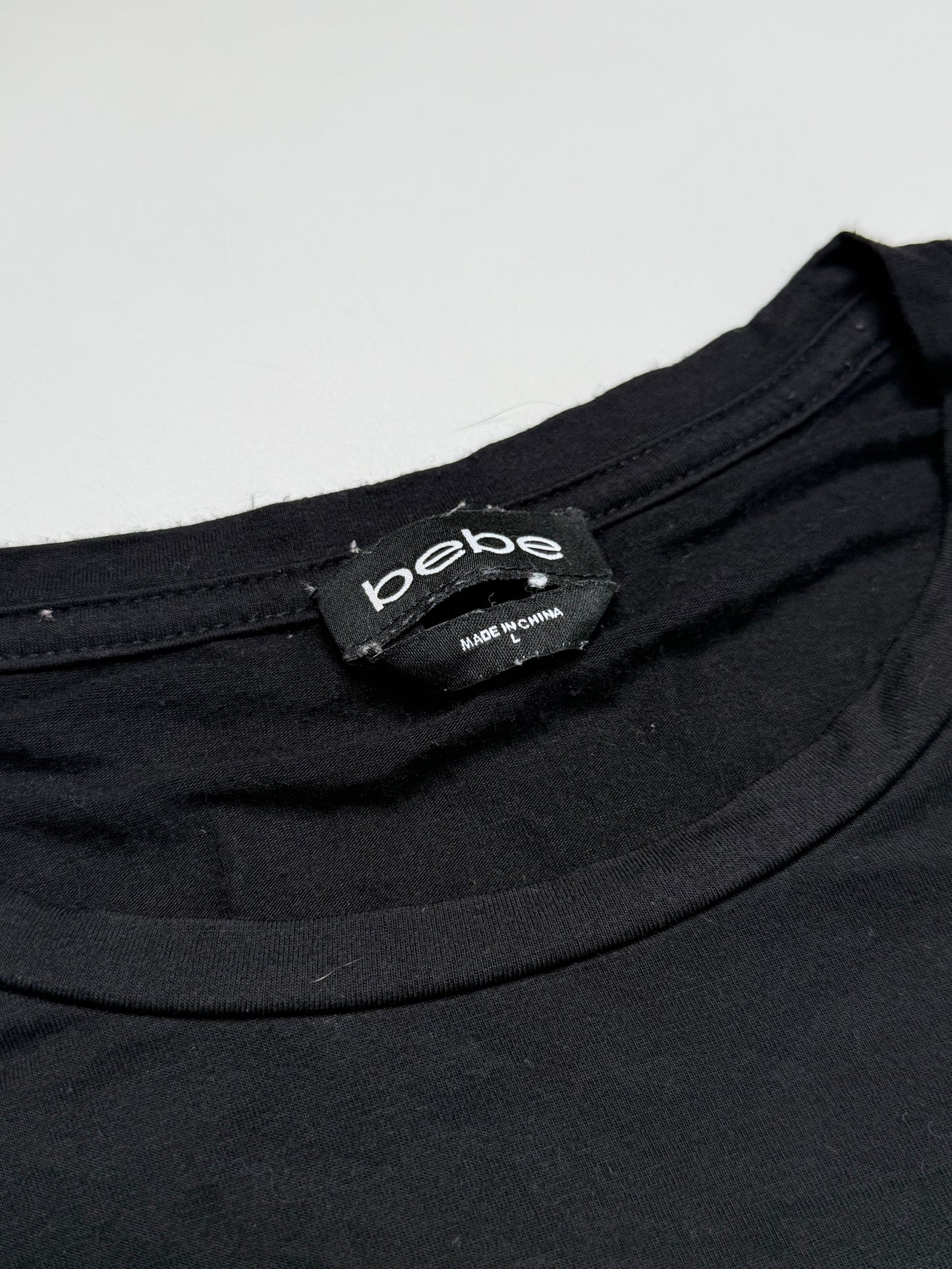 BEBE VINTAGE RHINESTONE LOGO T-SHIRT (L)
