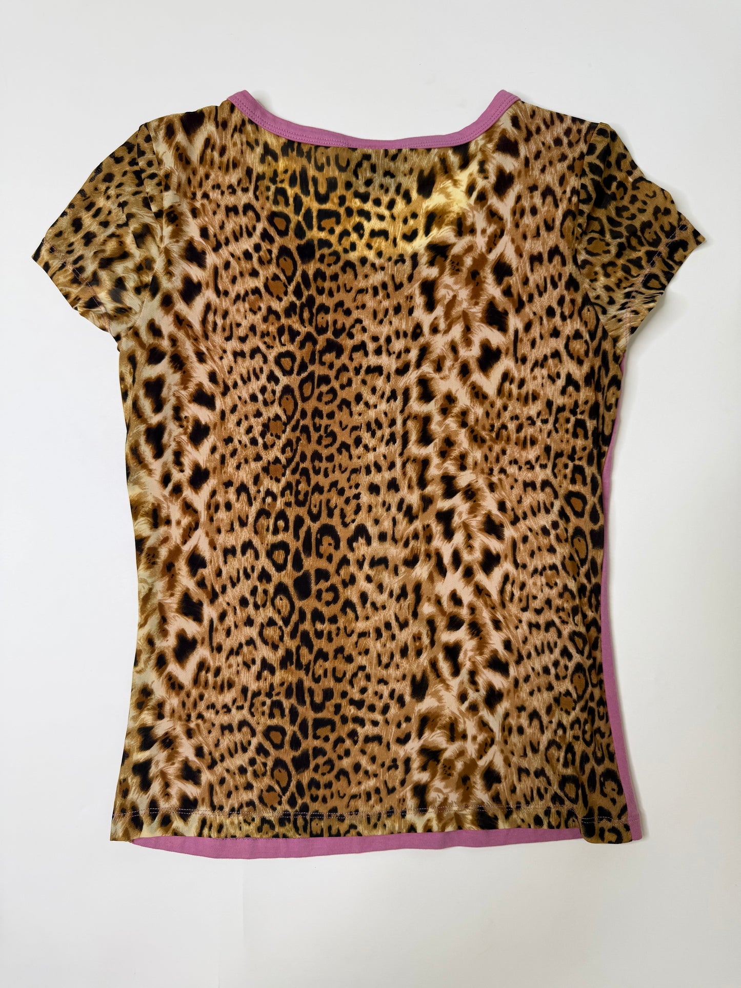 JUST CAVALLI VINTAGE LEOPARD PRINT RHINESTONE TOP (S/M)