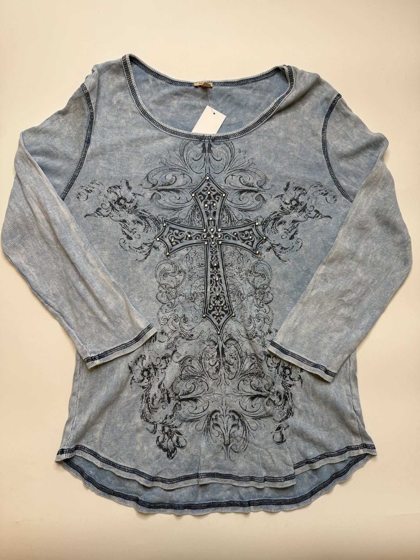 REBA RHINESTONE CROSS TOP (M)