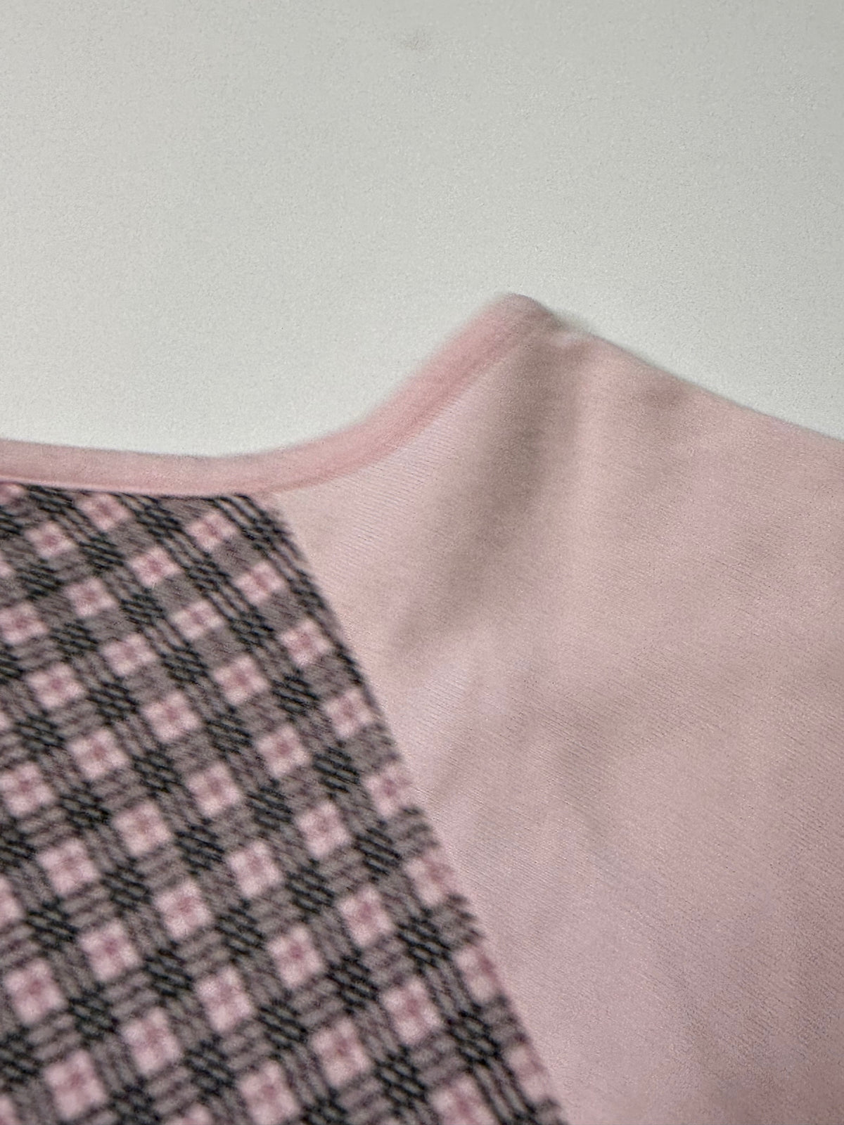 BURBERRY LONDON PINK CHECK RAGLAN TOP (L)