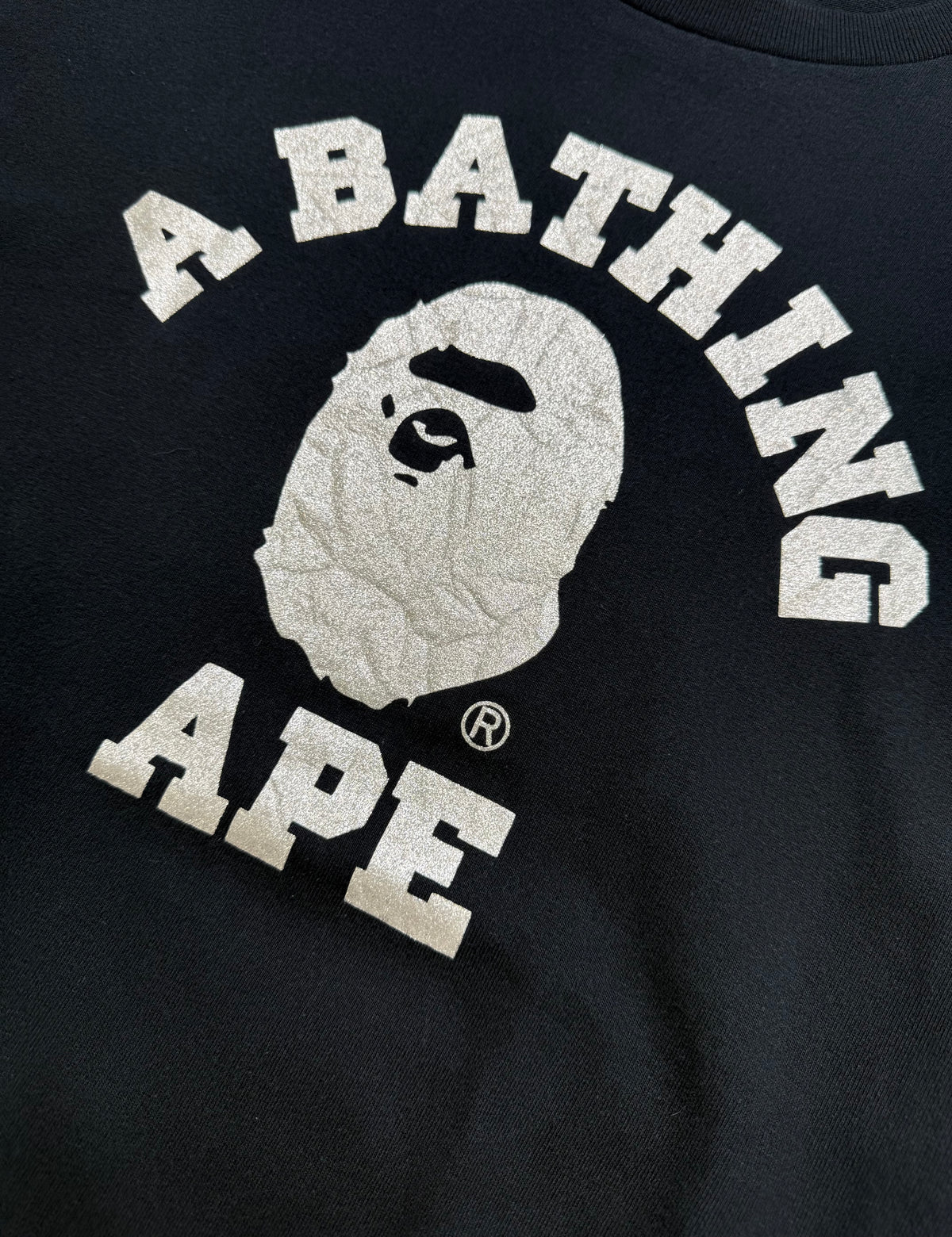BAPE SPORT COLLEGE LOGO TEE – SILVER GLITTER (M)
