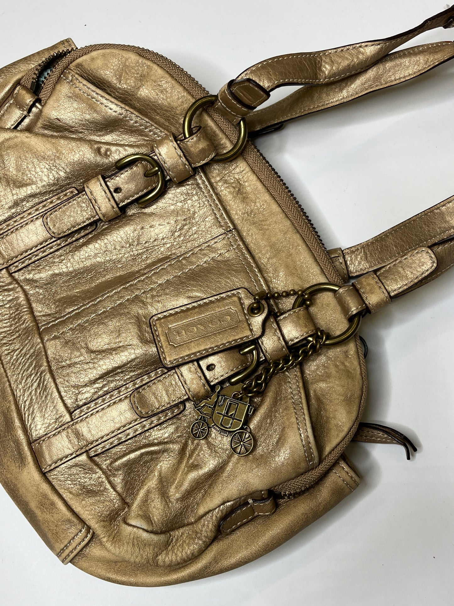 GOLD LEATHER COACH PURSE