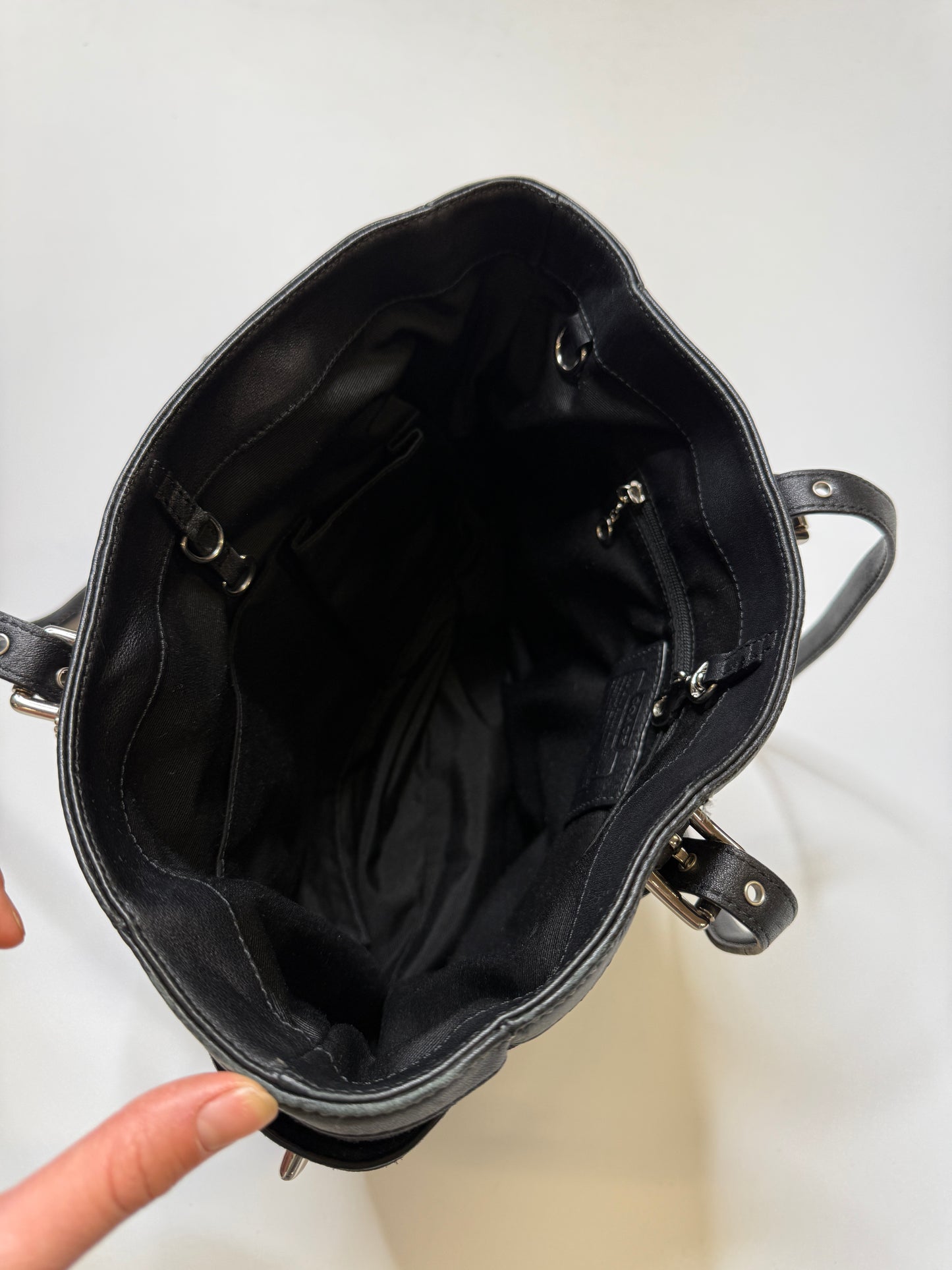 BLACK LEATHER COACH MONOGRAM PURSE