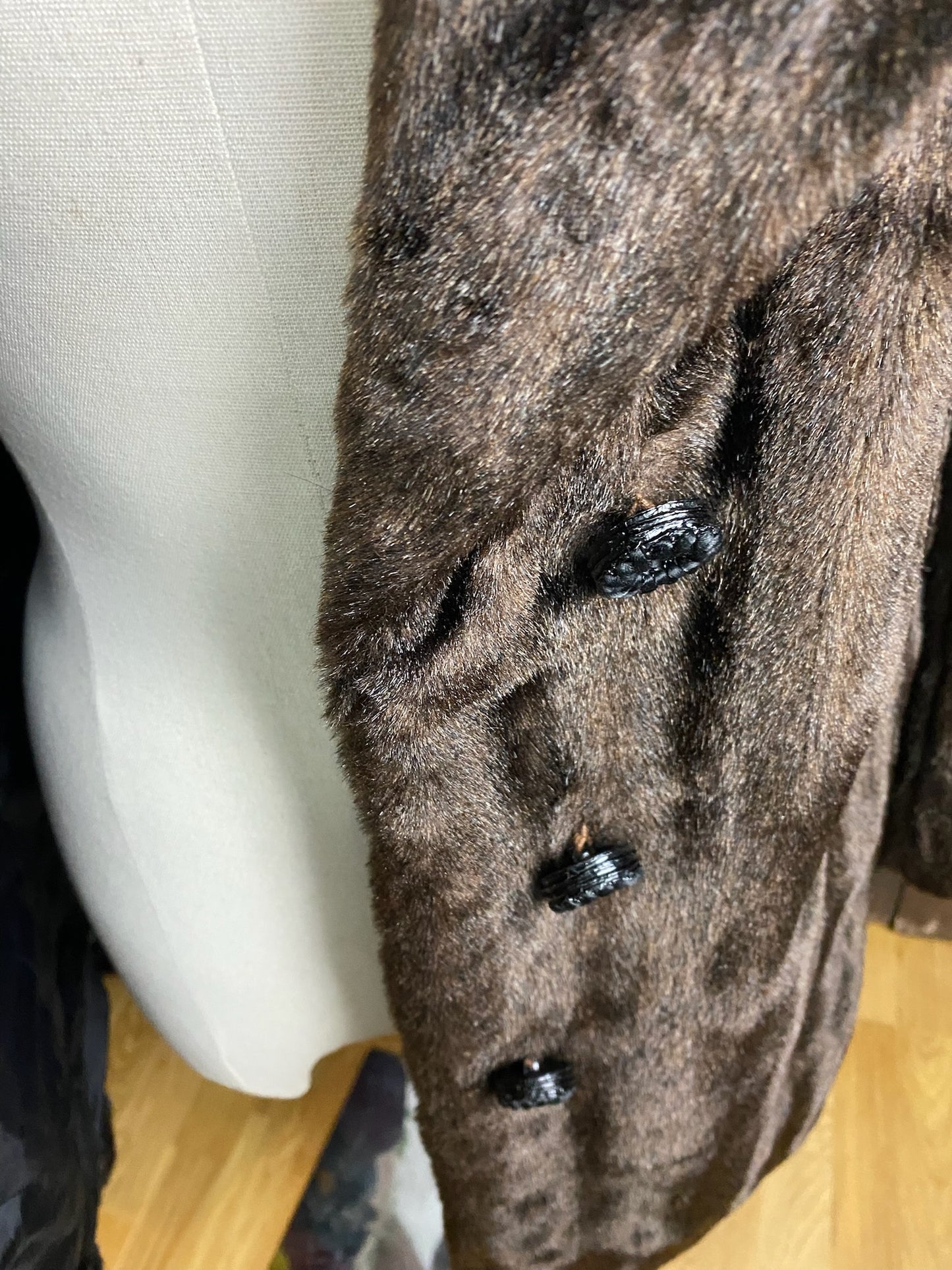 FAUX FUR COAT BROWN (S-M)