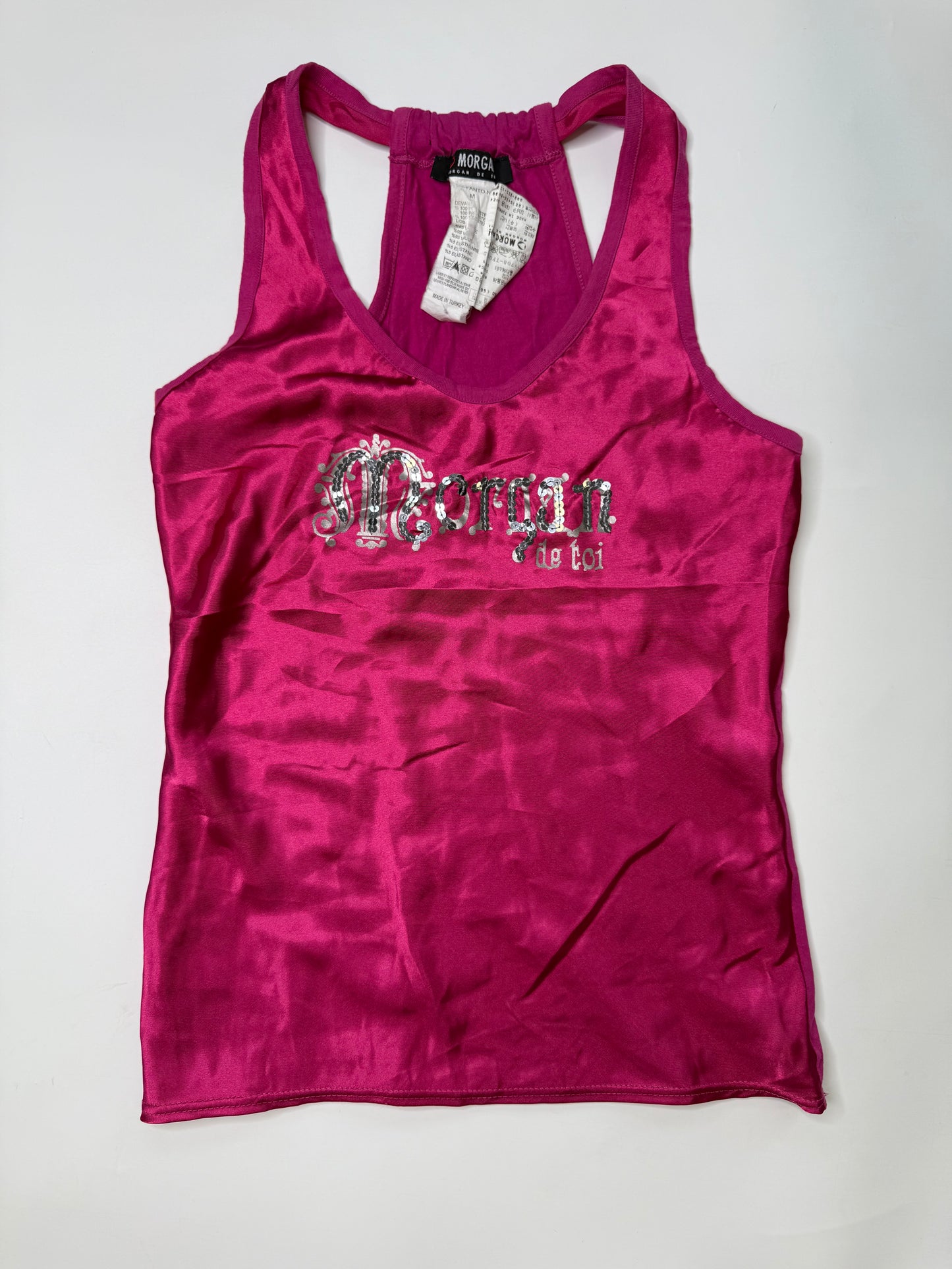 MORGAN DE TOI VINTAGE SATIN SEQUIN TANK TOP (M)