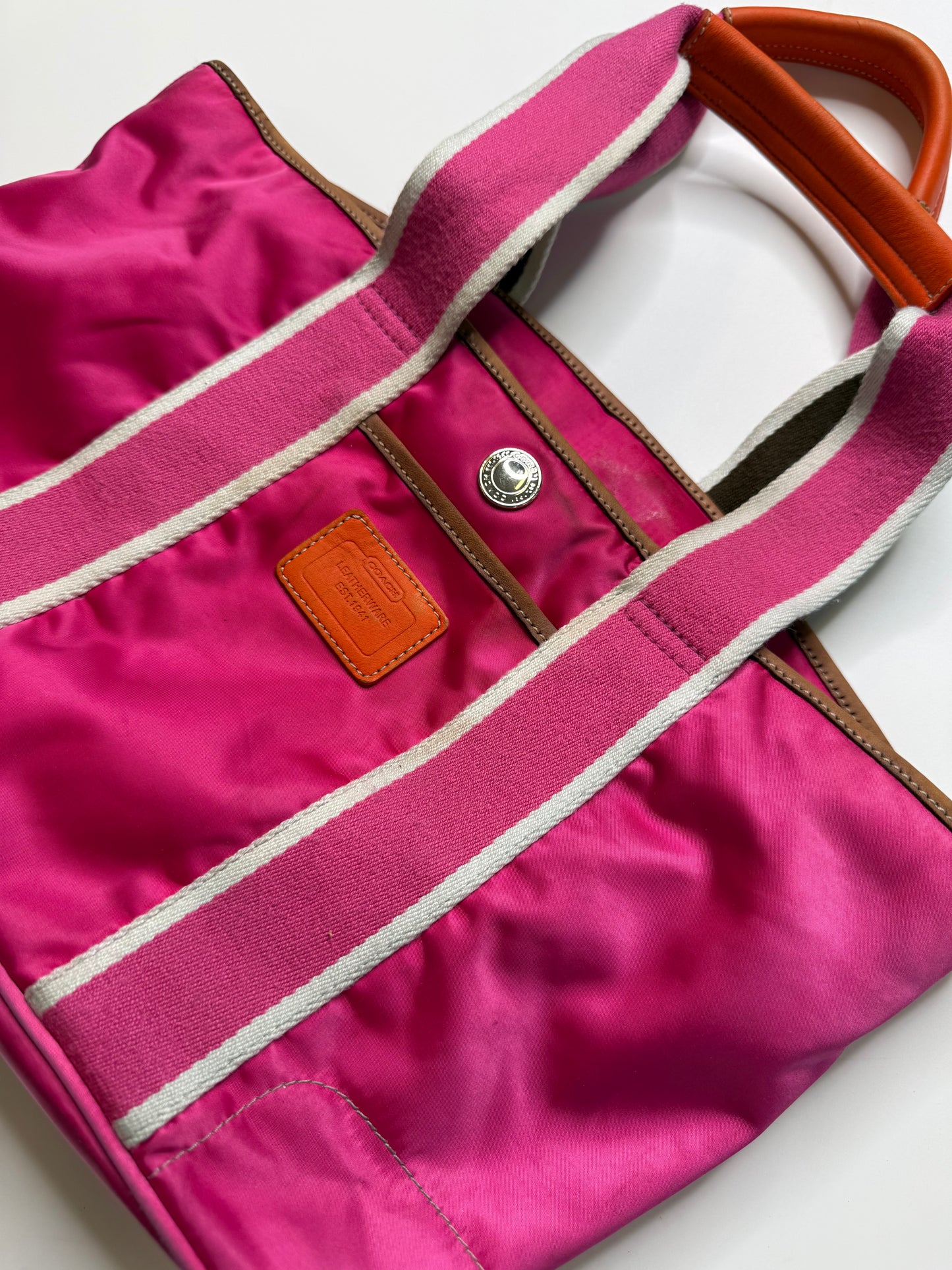 COACH VINTAGE PINK NYLON TOTE BAG