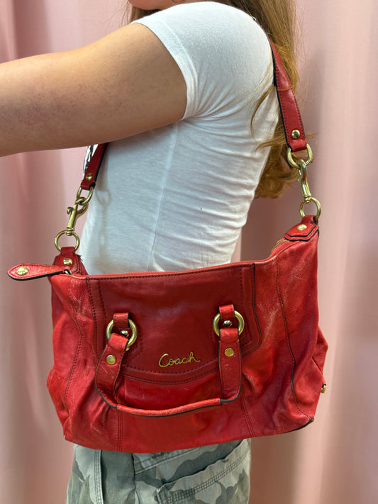 RED LEATHER COACH PURSE