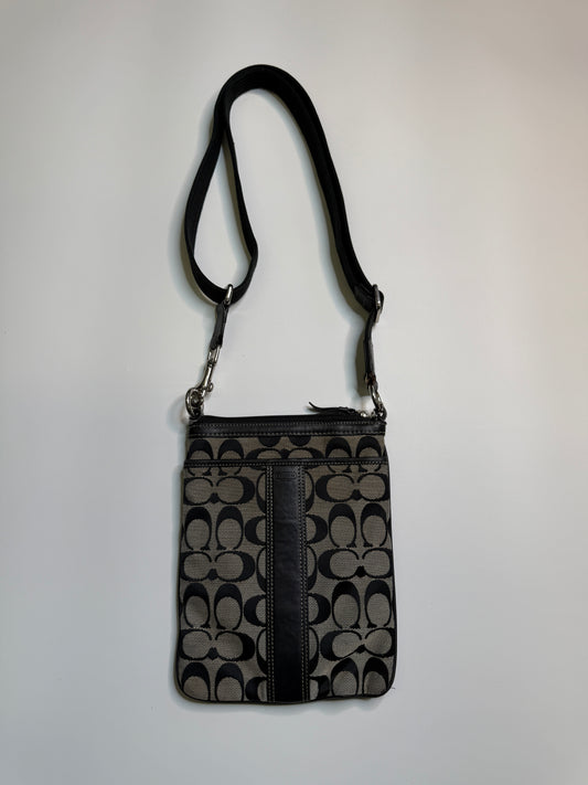 COACH MONOGRAM CROSSBODY BAG WITH REAL LEATHER PARTS