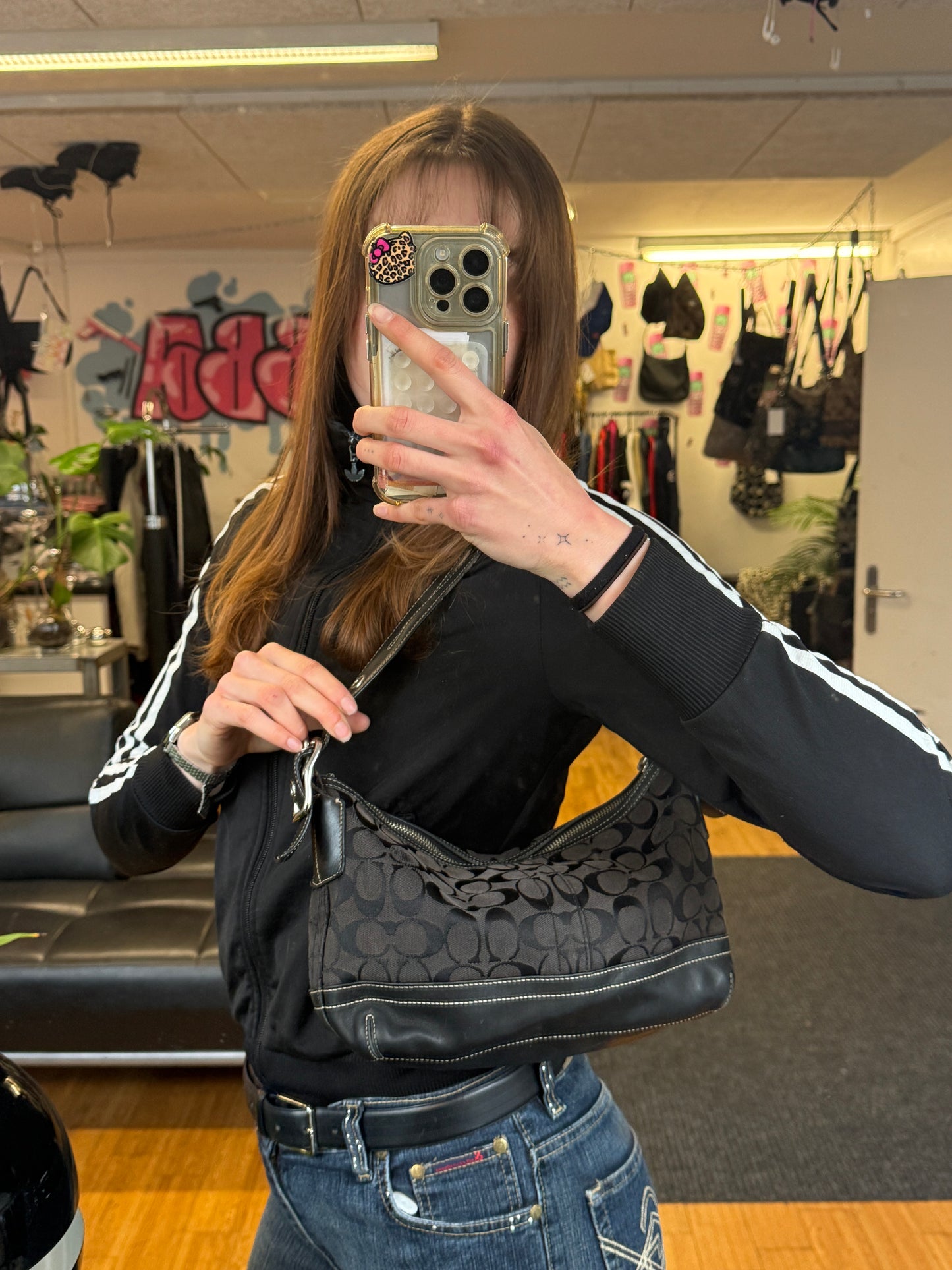 COACH MONOGRAM PURSE GENUINE LEATHER BLACK