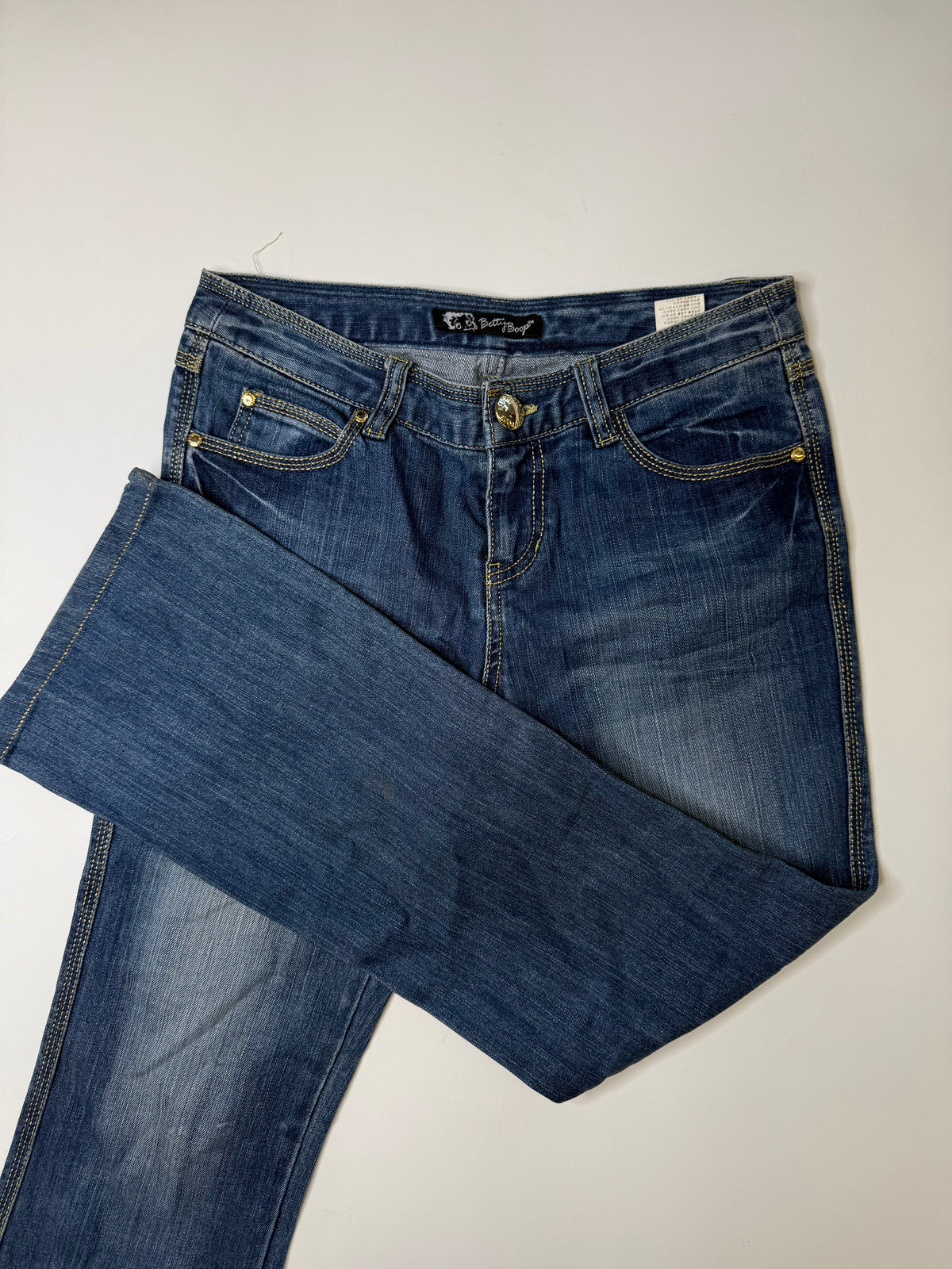 BETTY BOOP RHINESTONE JEANS – DARK WASH (~M)