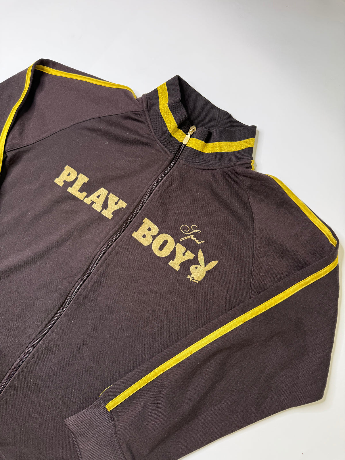 PLAYBOY SPORT GLITTER LOGO TRACK JACKET BROWN (L)