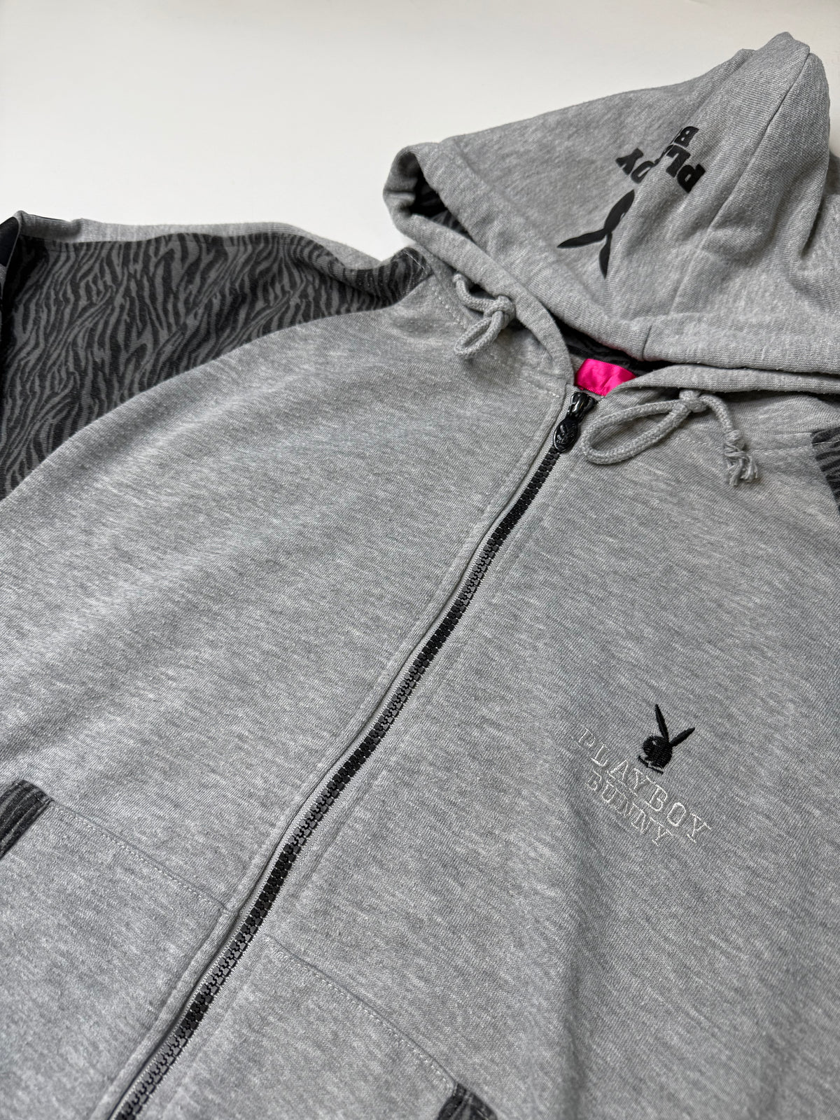 PLAYBOY BUNNY ZIP HOODIE (GREY)