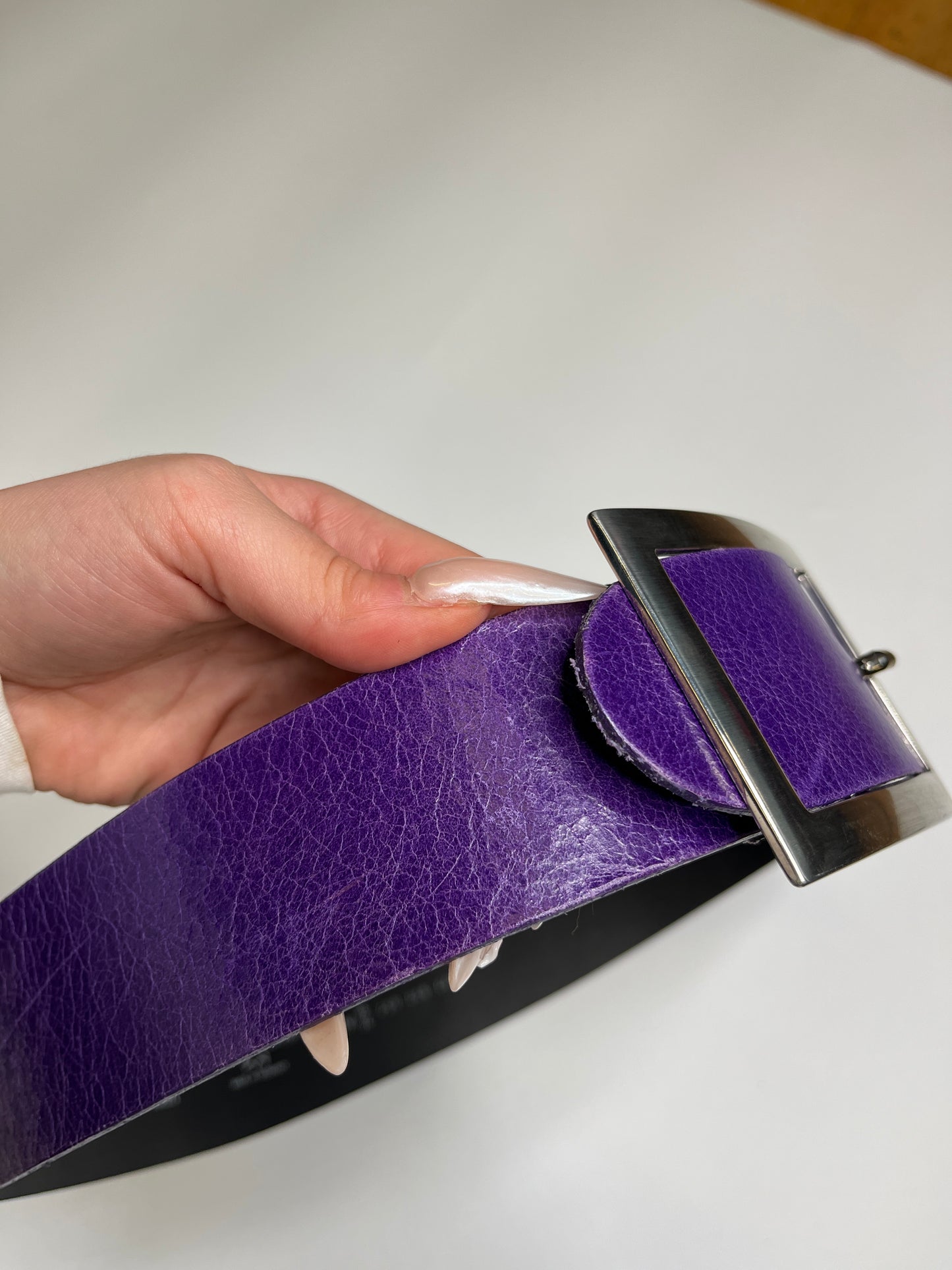 VANZETTI REAL LEATHER BELT PURPLE/SILVER