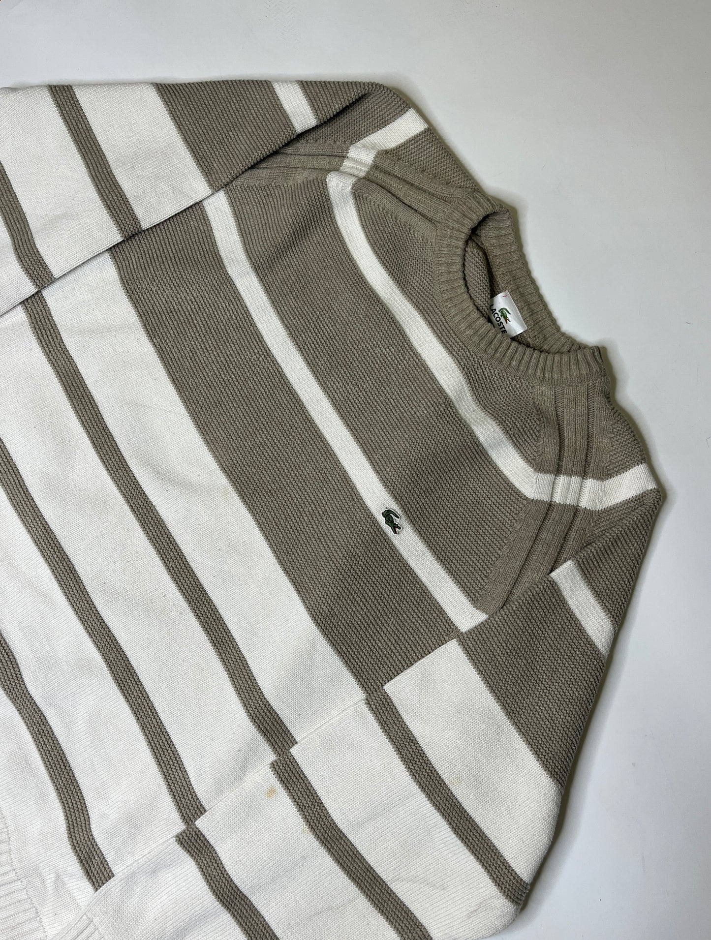 RARE VINTAGE STRIPED LACOSTE KNIT SWEATER (L-XL)