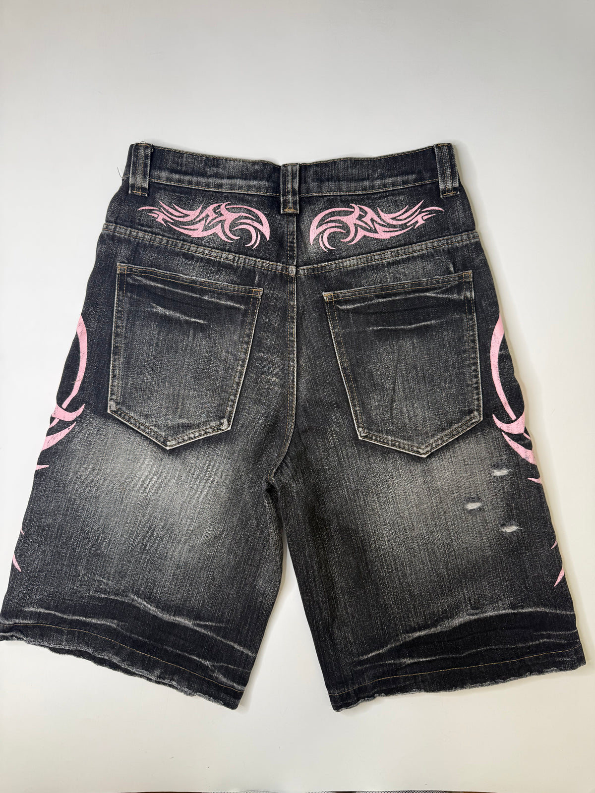 JADED LONDON GRAPHIC DENIM SHORTS BLACK (28)