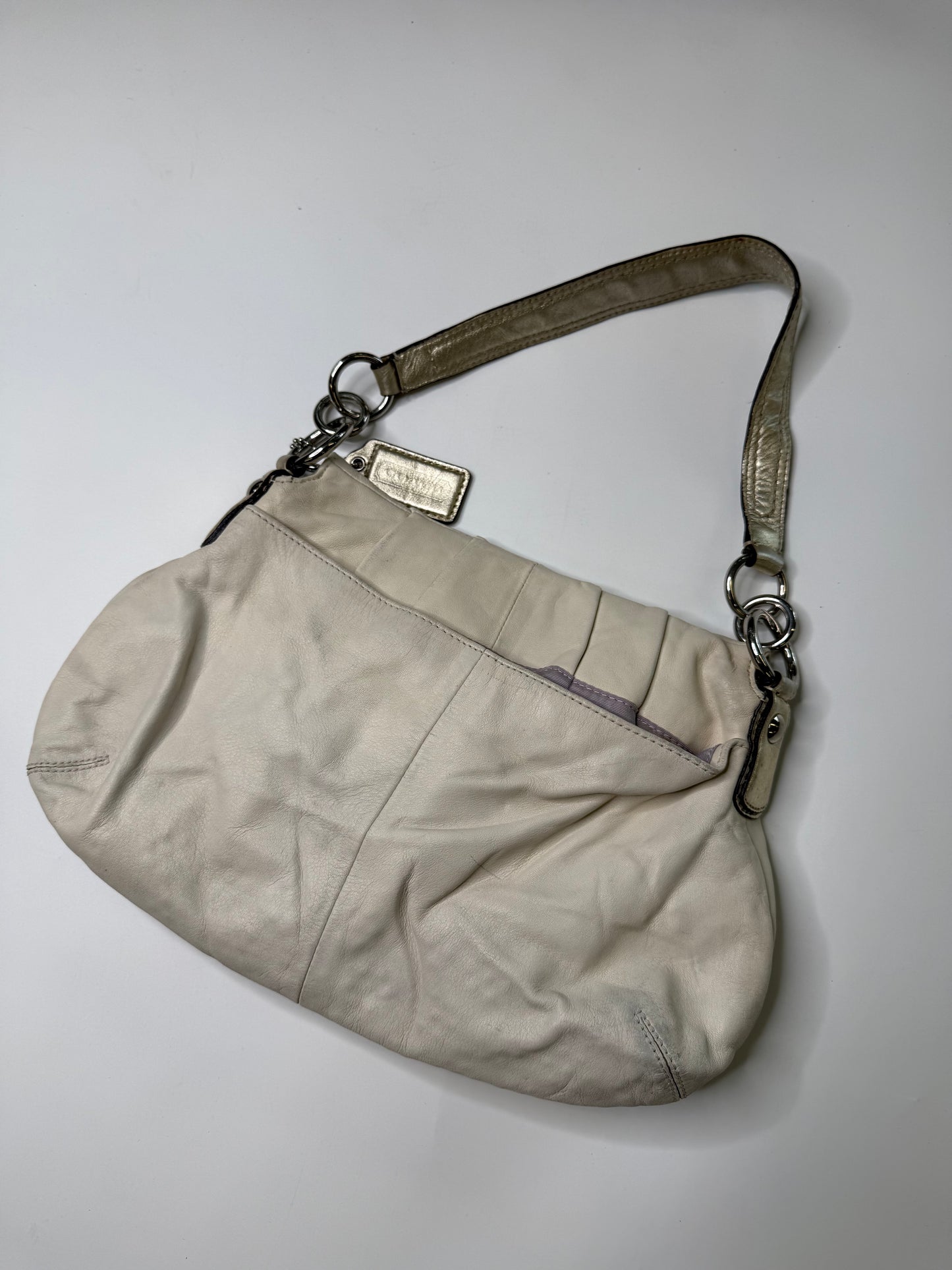 COACH LEATHER SHOULDER BAG (CREAM)