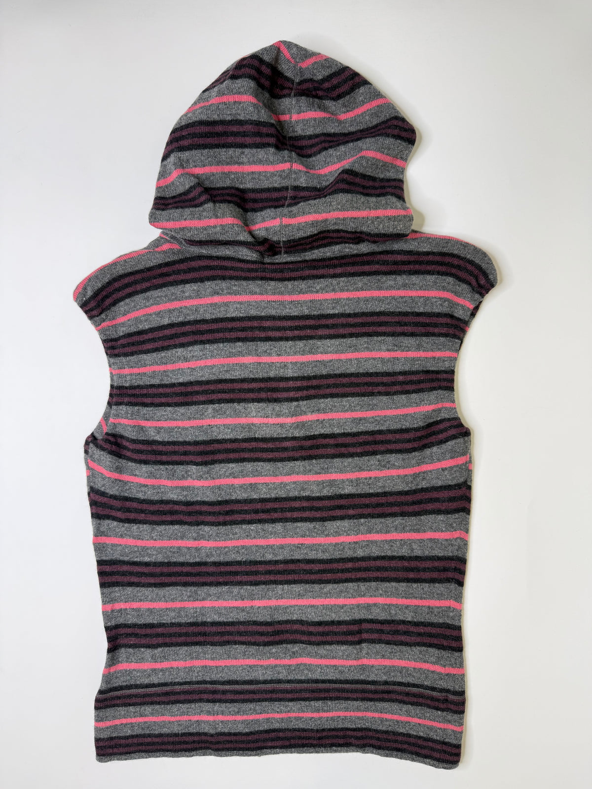 BURBERRY BLUE LABEL WOOL STRIPED HOODED VEST WITH TAG! GREY (38)