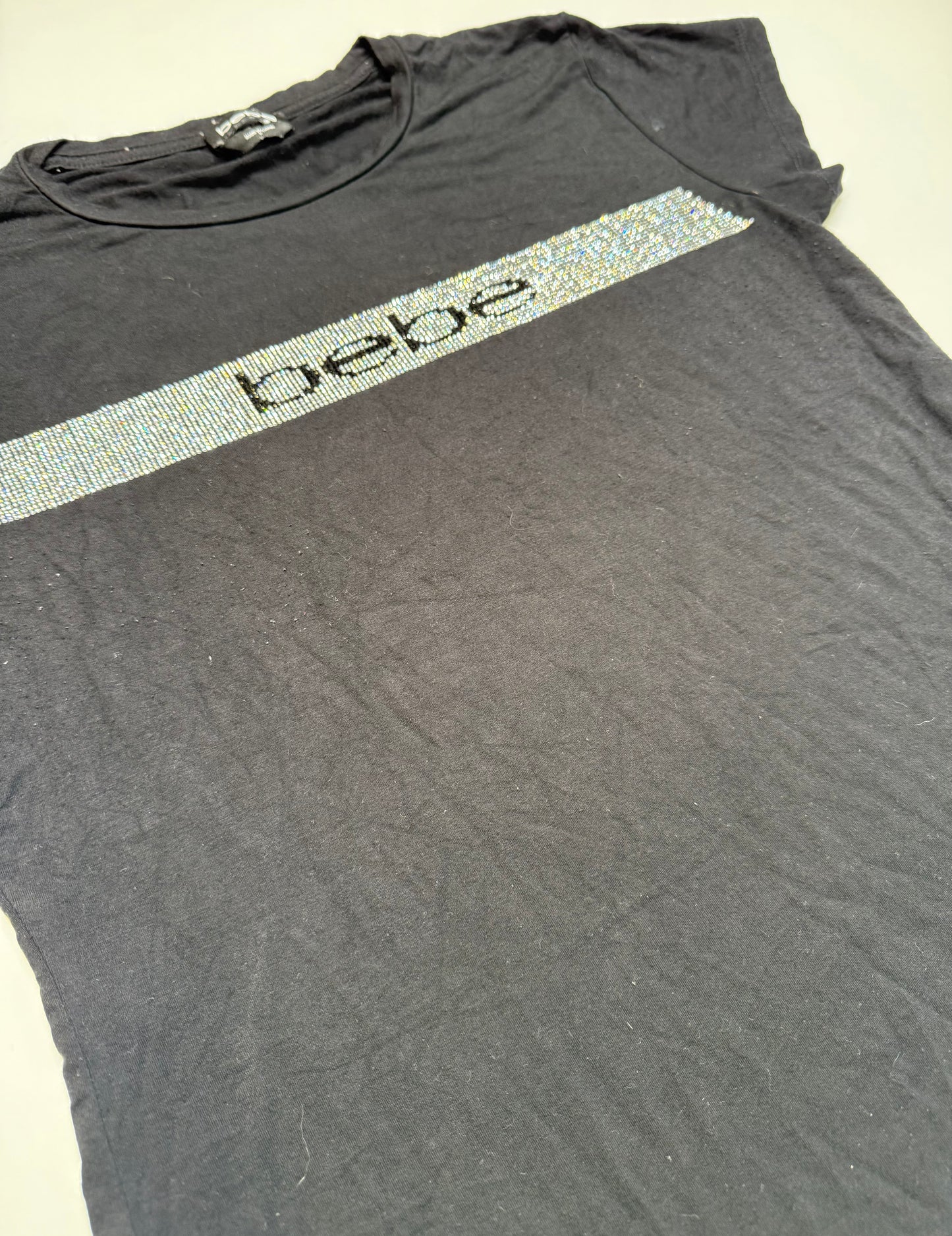 BEBE VINTAGE RHINESTONE LOGO T-SHIRT (L)