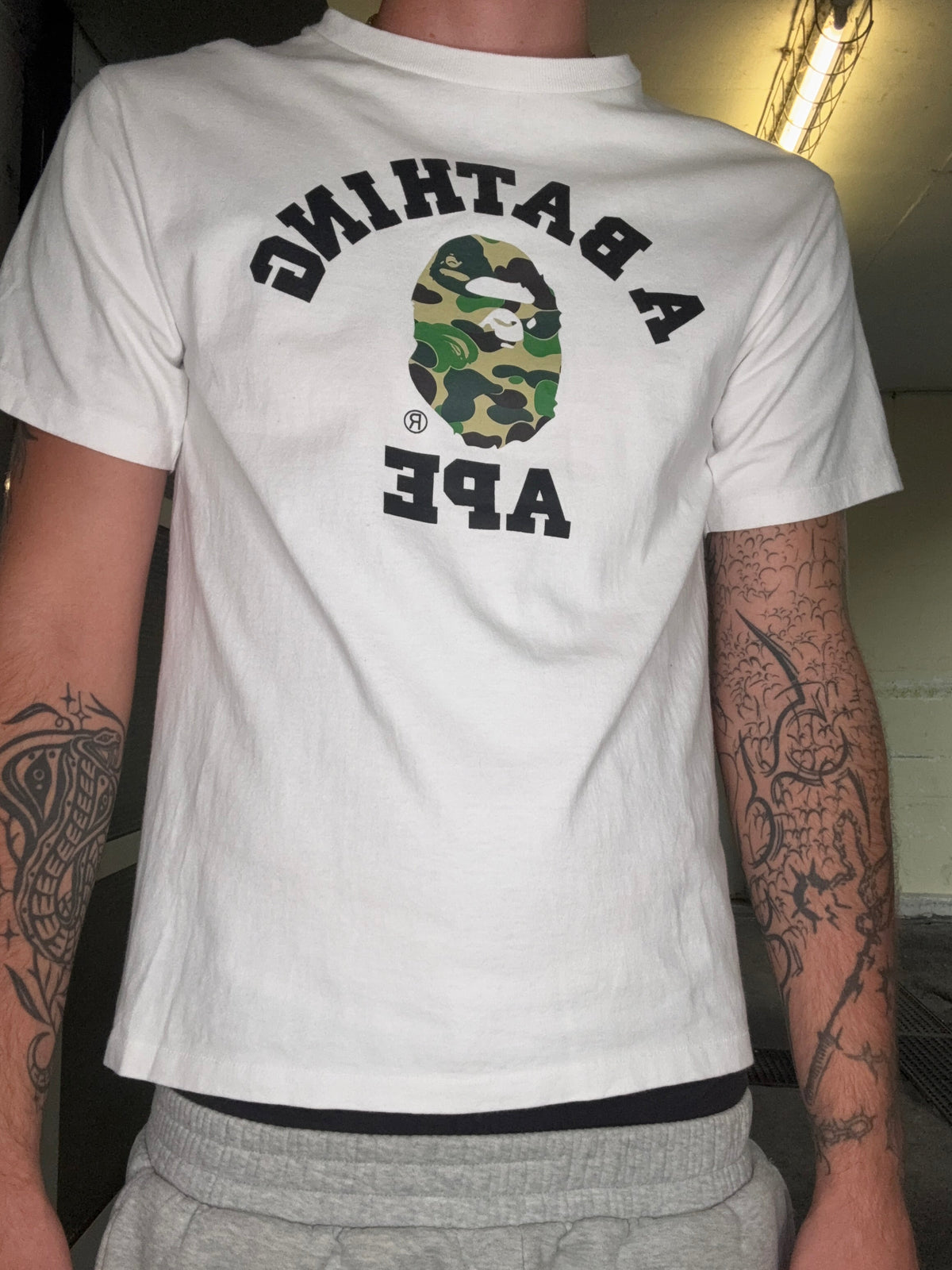 BAPE COLLEGE LOGO TEE – GREEN CAMO (M)